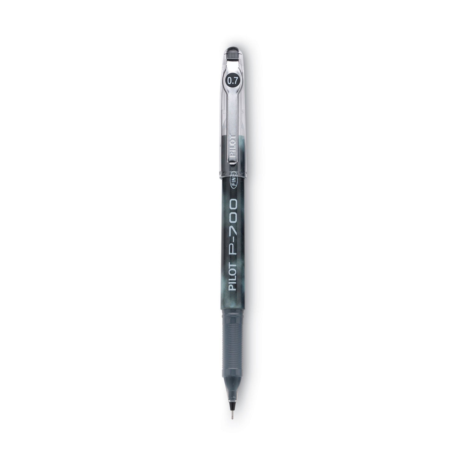 Pilot Precise P-700 Precision Point Fine Capped Gel Rolling Ball Pens - 0.7 mm Fine Pen Point - Black Ink - Gel-based - Black Barrel - 1 Dozen