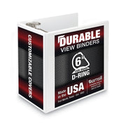 Samsill Durable View Binder, 6" D-Ring, 1225 Sheet Capacity, Letter Size 8.5" x 11", 2 Internal Pockets, White, 1 Each