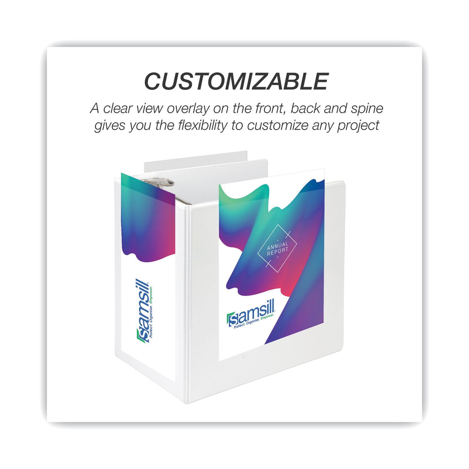 Samsill Durable View Binder, 6" D-Ring, 1225 Sheet Capacity, Letter Size 8.5" x 11", 2 Internal Pockets, White, 1 Each
