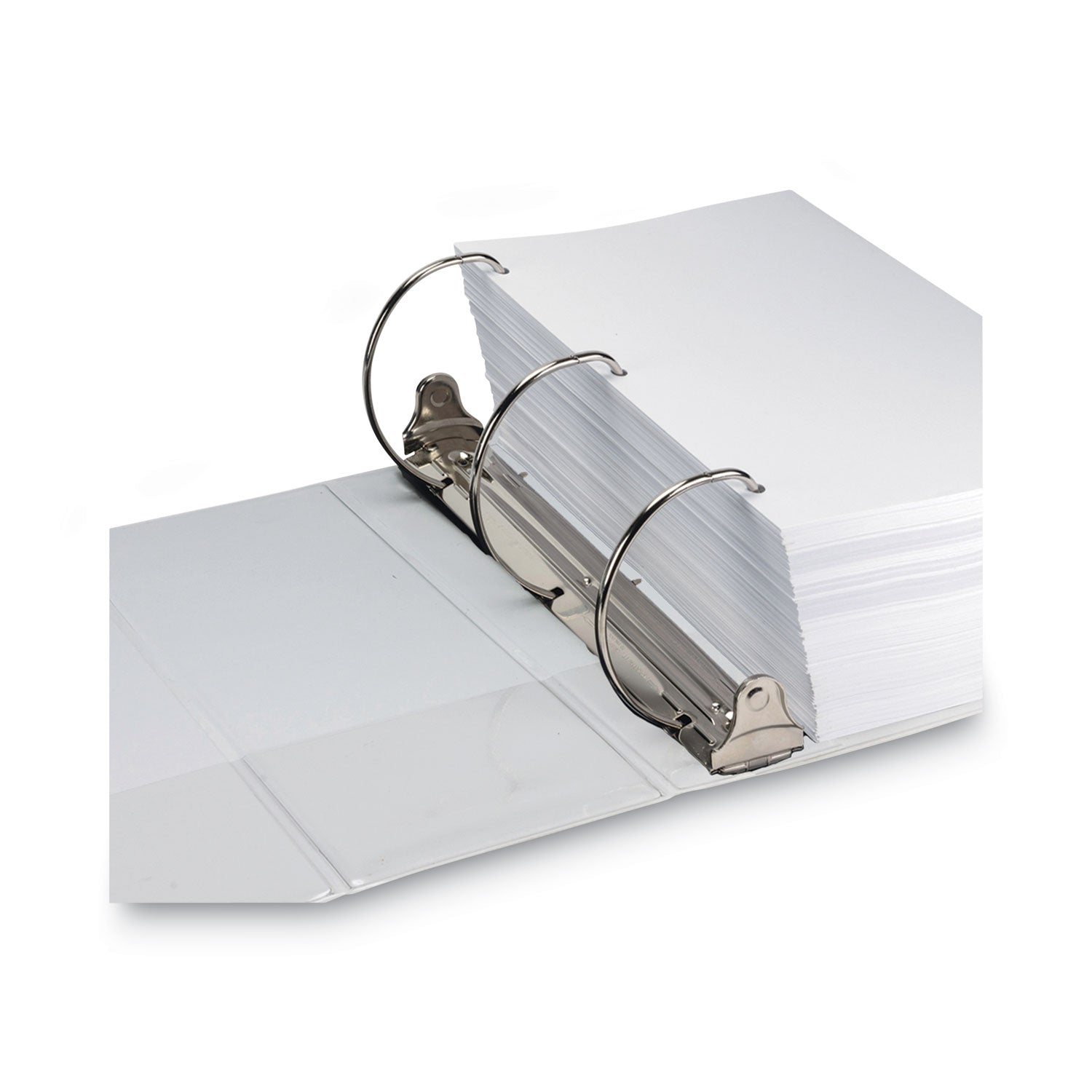 Samsill Durable View Binder, 6" D-Ring, 1225 Sheet Capacity, Letter Size 8.5" x 11", 2 Internal Pockets, White, 1 Each