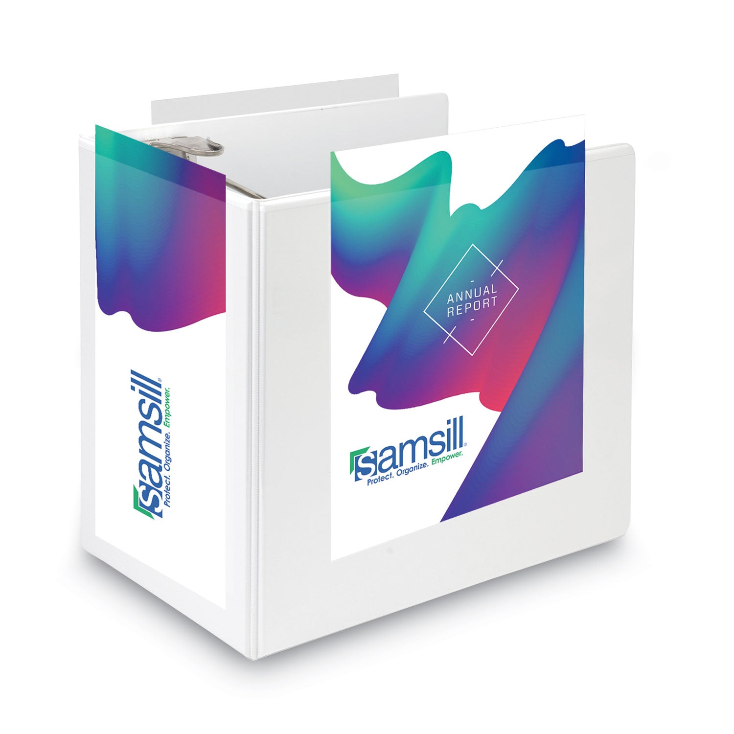 Samsill Durable View Binder, 6" D-Ring, 1225 Sheet Capacity, Letter Size 8.5" x 11", 2 Internal Pockets, White, 1 Each