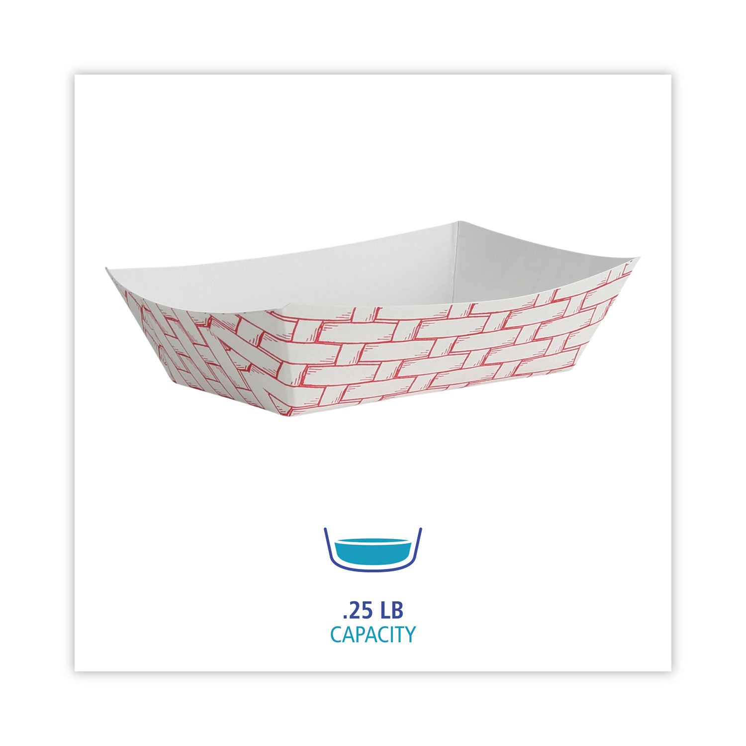 Paper Food Baskets, 0.25 lb Capacity, 2.69 x 4 x 1.05, Red/White, 1,000/Carton
