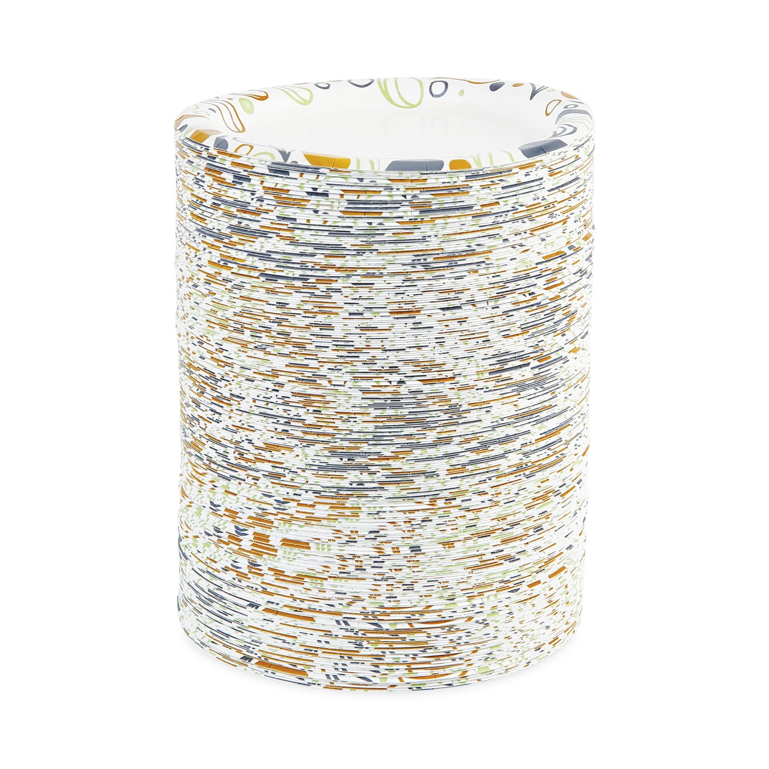 Deerfield Printed Paper Plates, 6" dia, Coated/Soak Proof, White/Yellow/Green/Purple, 250/Pack, 4 Packs/Carton