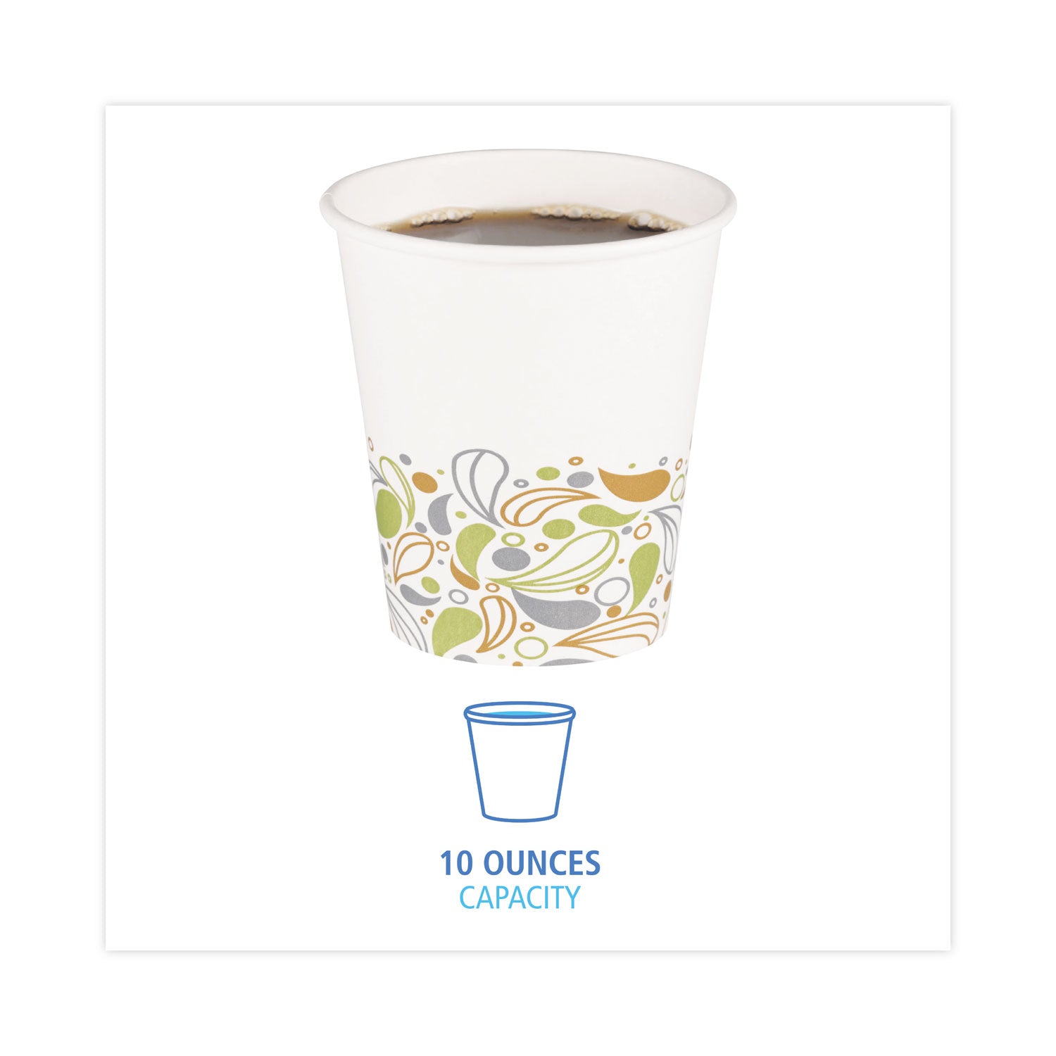 Deerfield Printed Paper Hot Cups, 10 oz, 50/Sleeve, 20 Sleeves/Carton