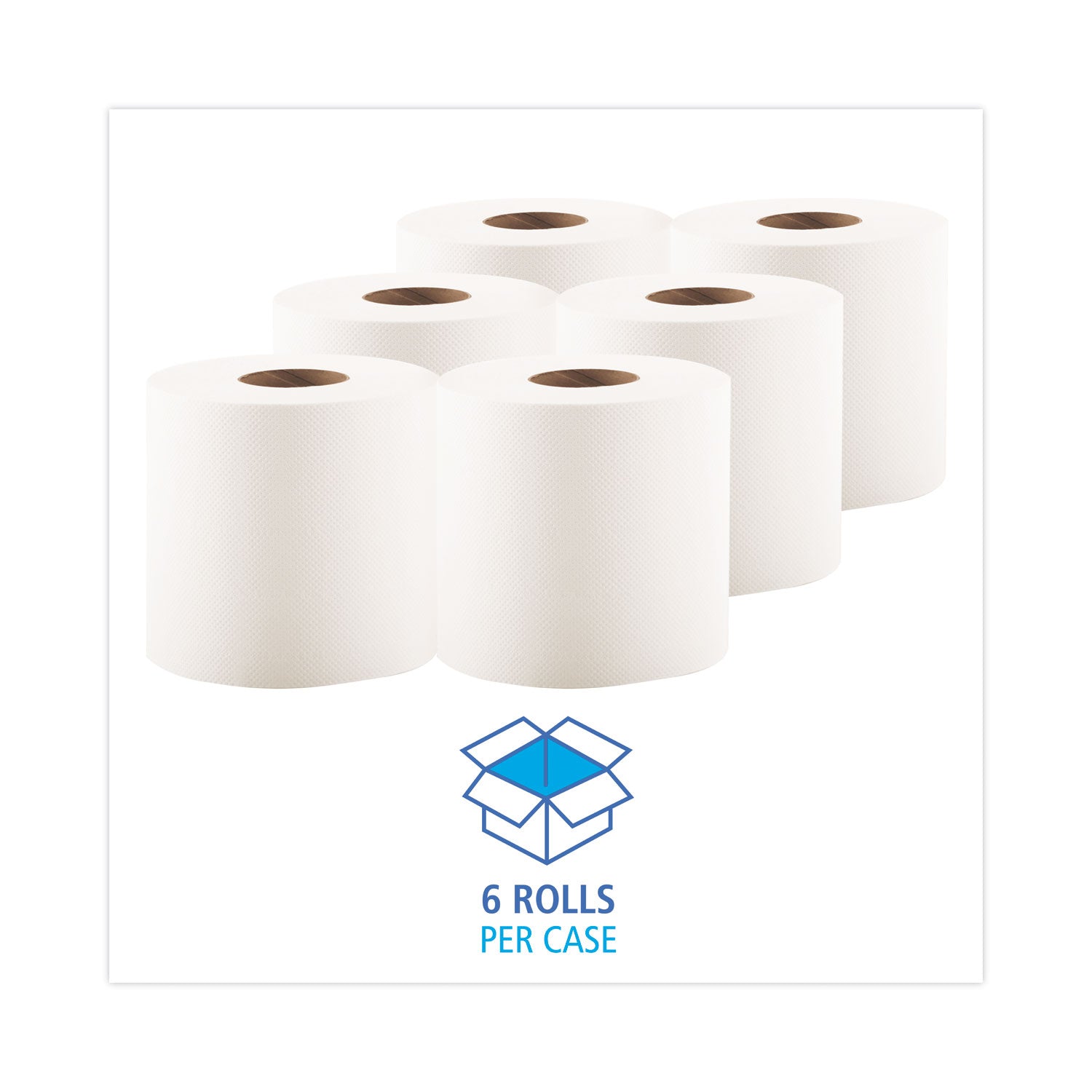 Center-Pull Hand Towels, 2-Ply, Perforated, 7.5 x 9, White, 600/Roll, 6 Rolls/Carton