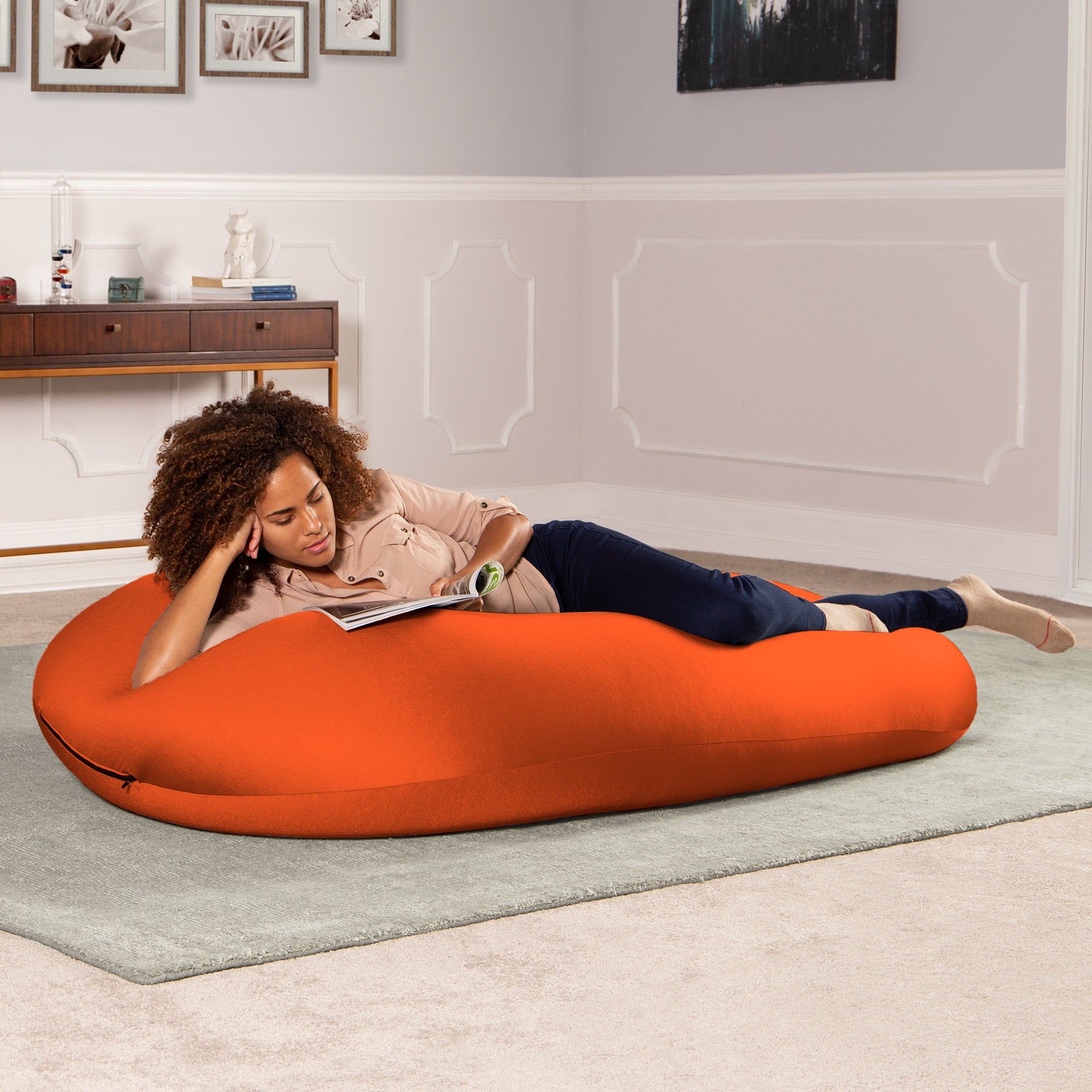 Nimbus Spandex Bean Bag Chair, Large, Orange