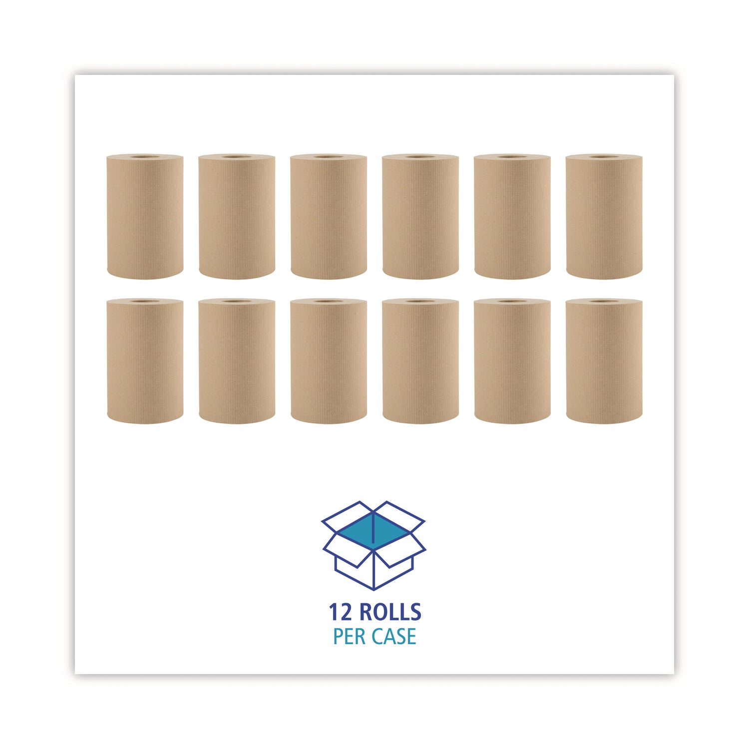 Hardwound Paper Towels, 1-Ply, 8" x 350 ft, Natural, 12 Rolls/Carton