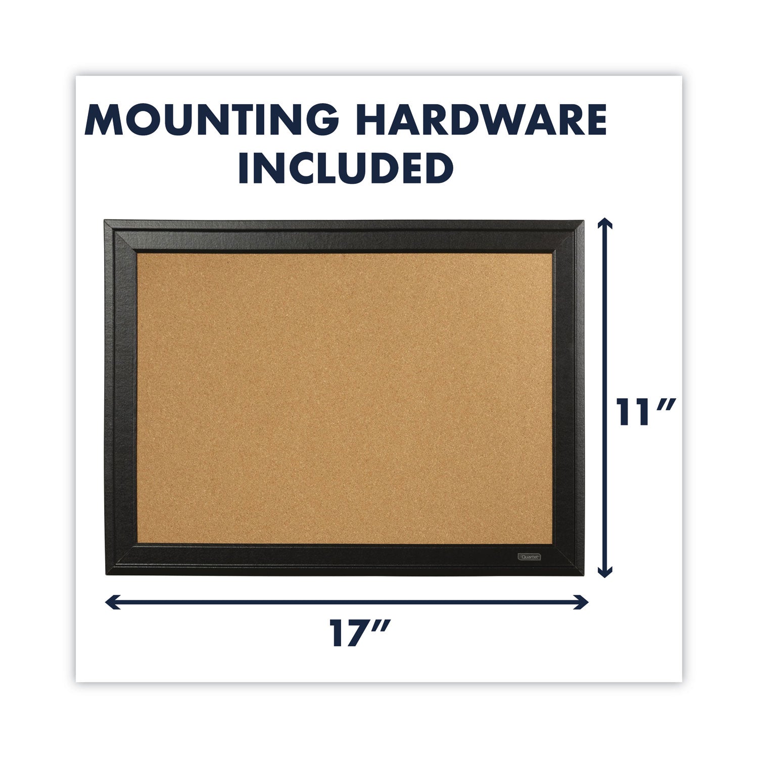 Cork Bulletin Board with Black Frame, 17" x 11", Tan Surface, Black Fiberboard (MDF) Frame