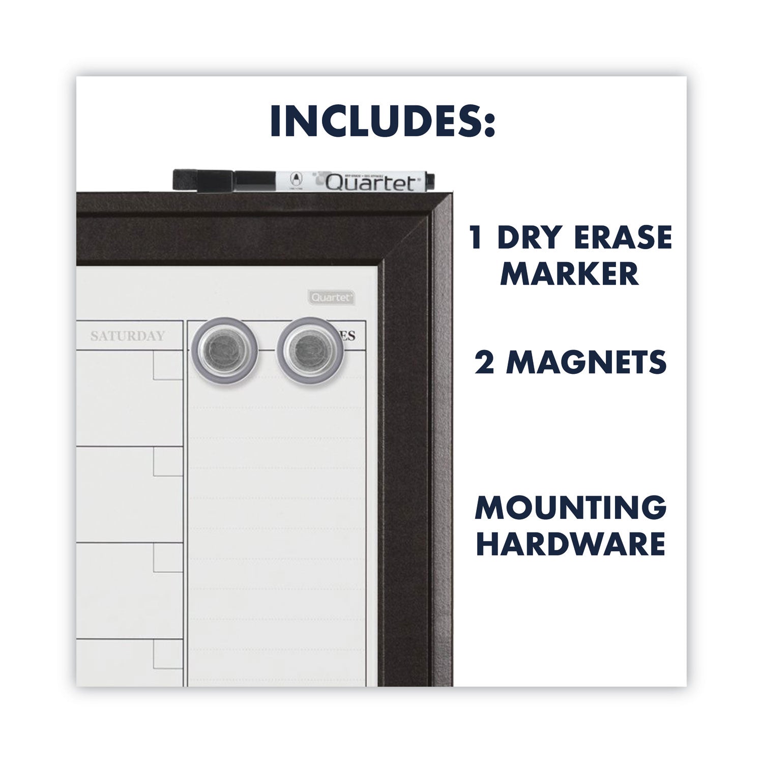 Home Decor Magnetic Dry Erase Board, Monthly Planning/Scheduling Calendar, 23" x 17", Tan/White Surface, Espresso Wood Frame