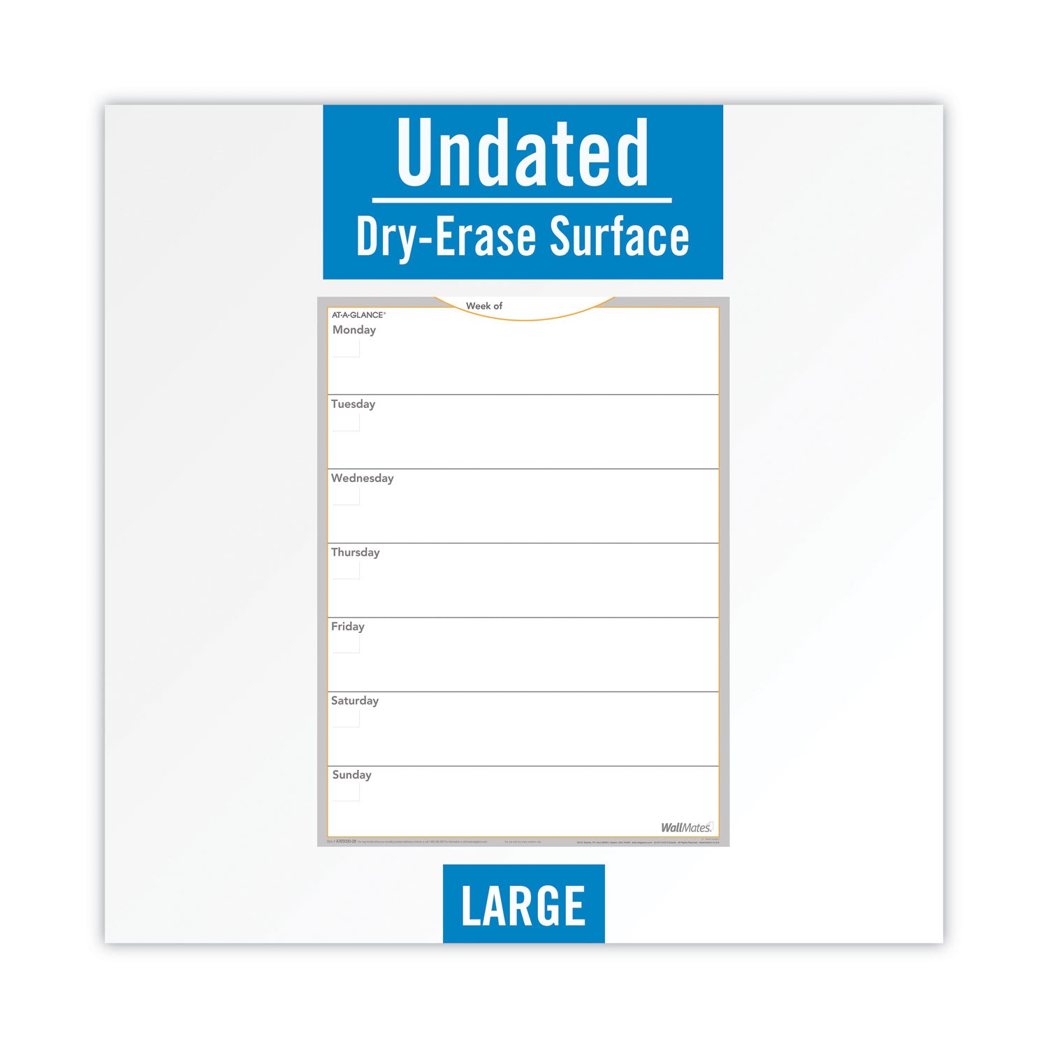 Wallmates Self-Adhesive Dry Erase Weekly Planning Surfaces, 18 X 24, White/gray/orange Sheets, Undated