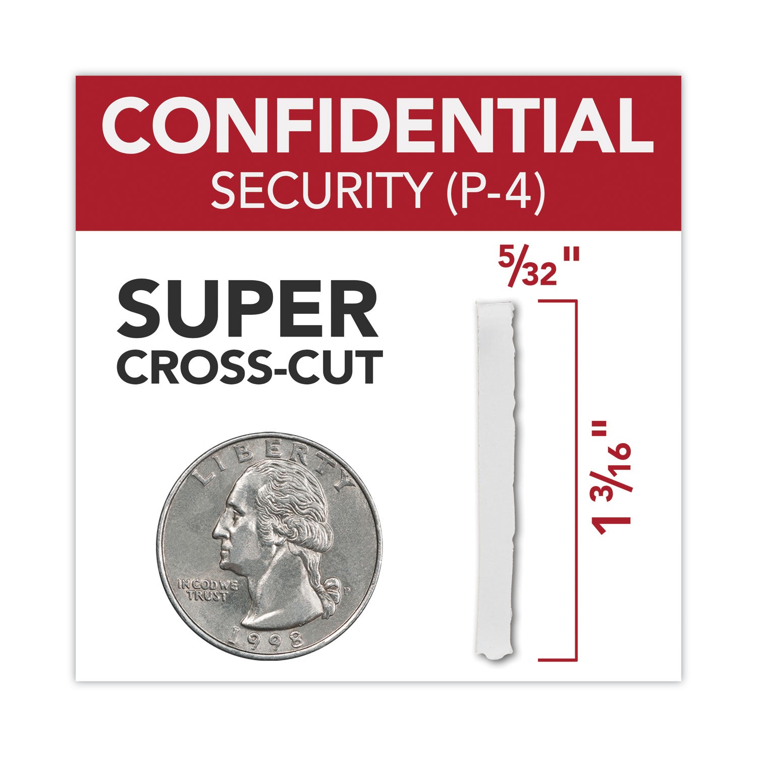 Continuous Shredder - Super Cross Cut - 15 Per Pass - for shredding Credit Card, Paper Clip, Staples, Paper - P-4 - 4 Hour Run Time - 29 gal Wastebin Capacity - Black