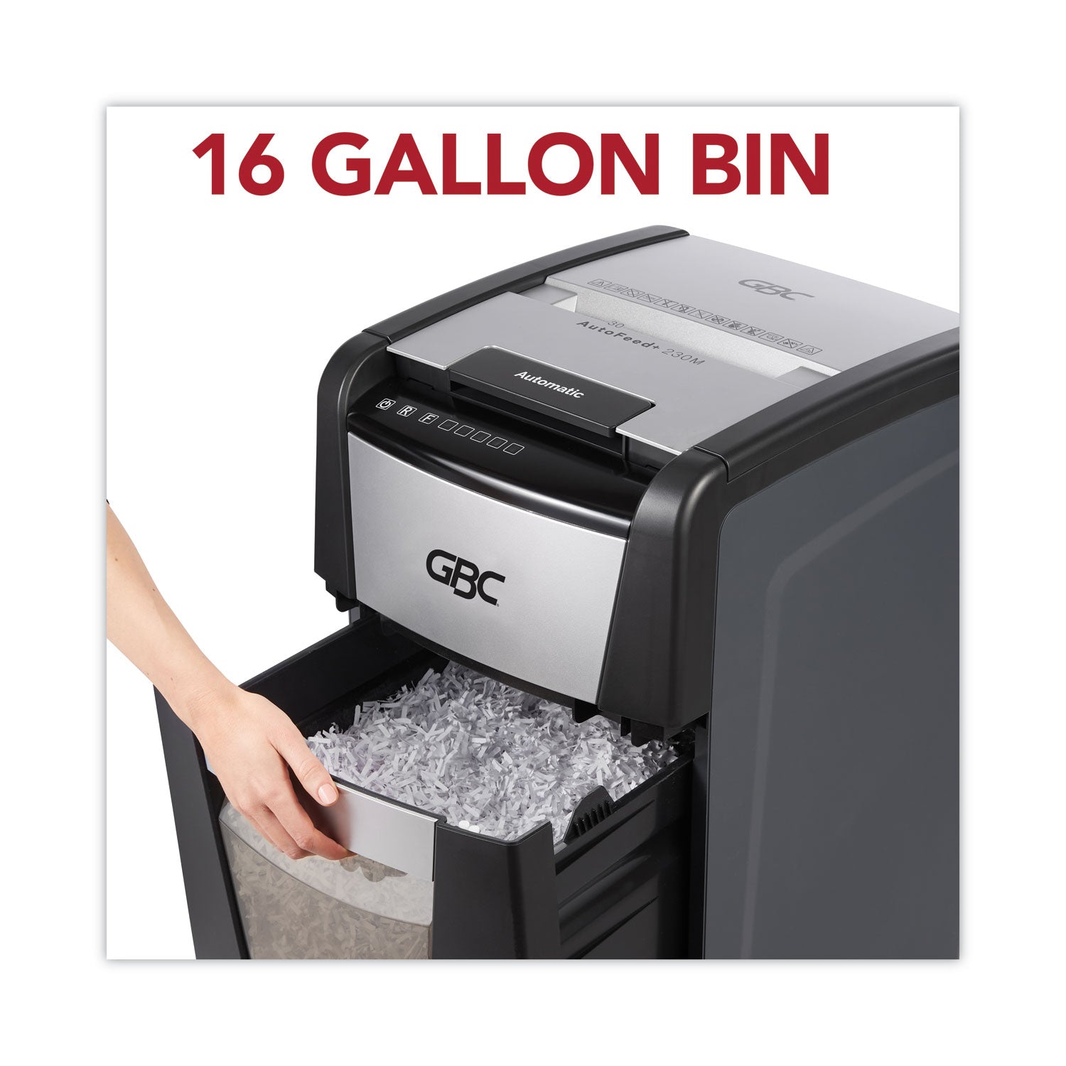Continuous Shredder - Micro Cut - 8 Per Pass - for shredding Credit Card, Paper Clip, Staples, Paper - P-5 - 1 Hour Run Time - 16 gal Wastebin Capacity - Black