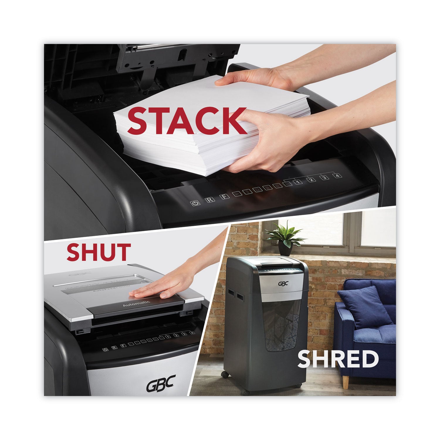 Continuous Shredder - Super Cross Cut - 15 Per Pass - for shredding Credit Card, Paper Clip, Staples, Paper - P-4 - 4 Hour Run Time - 29 gal Wastebin Capacity - Black