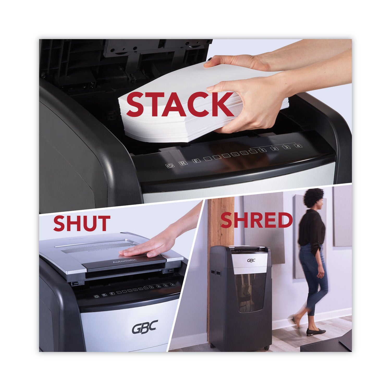 Continuous Shredder - Micro Cut - 15 Per Pass - for shredding Credit Card, Paper Clip, Staples, Paper - P-5 - 4 Hour Run Time - 37 gal Wastebin Capacity - Black
