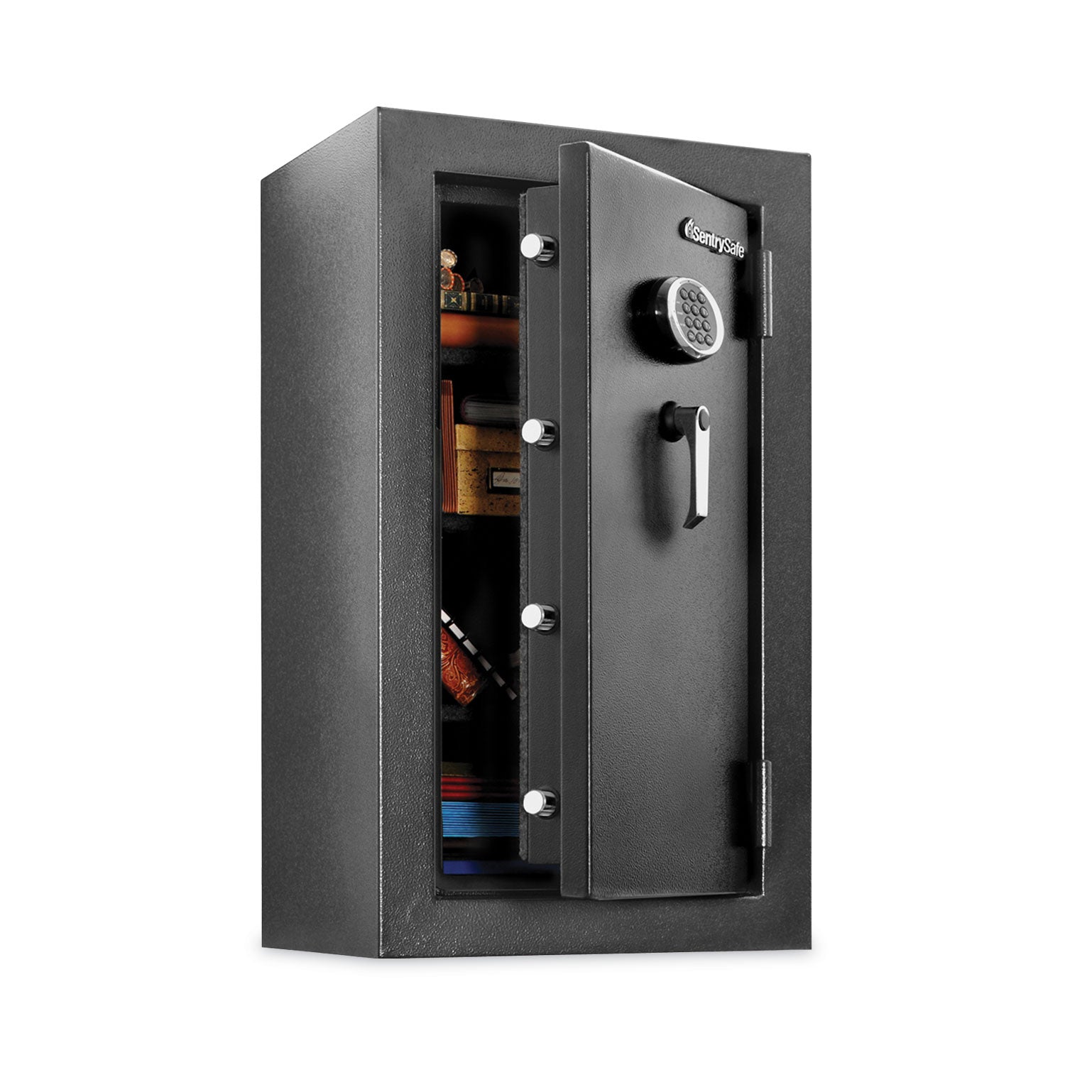 4.70 ft³ - Programmable, Electronic, Combination Lock - Water Resistant, Fire Resistant - Internal Size 35.72" Height x 19.37" Width x 11.73" Depth - Overall Size 37.7" Height x 21.7" Width x 19" Depth
