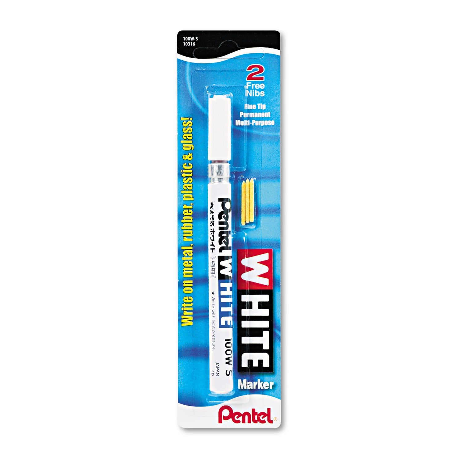 Pentel Felt Tip White Markers - Bullet Marker Point - White Ink - 1 Each