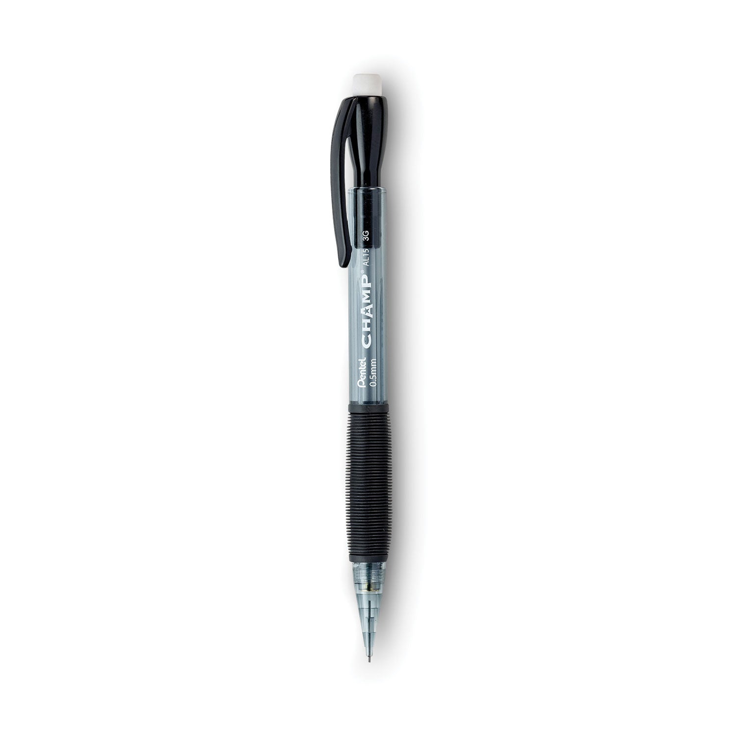 Pentel Champ Mechanical Pencils - 0.5 mm Black Lead - #2 - Refillable - Black Barrel - 1 Dozen