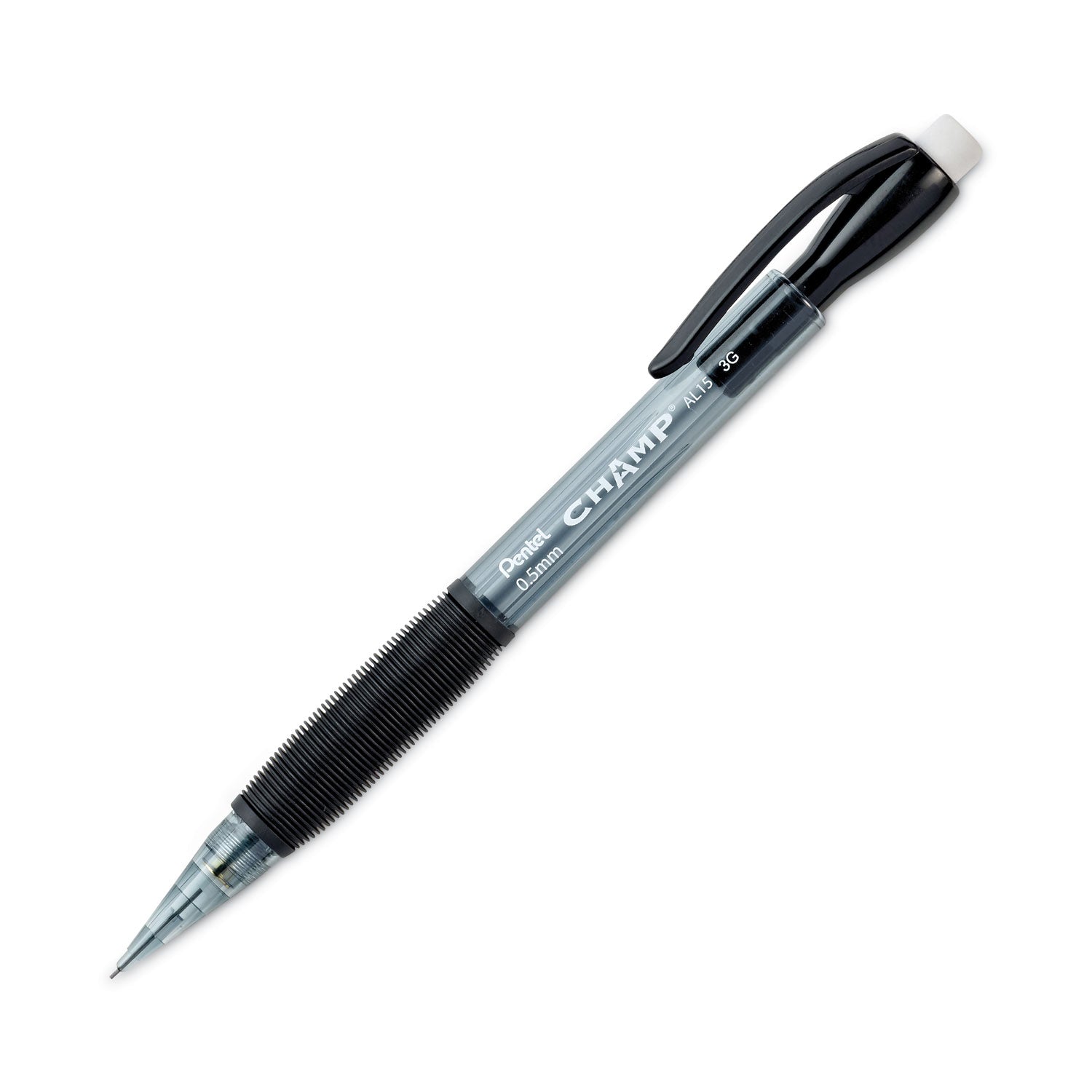 Pentel Champ Mechanical Pencils - 0.5 mm Black Lead - #2 - Refillable - Black Barrel - 1 Dozen