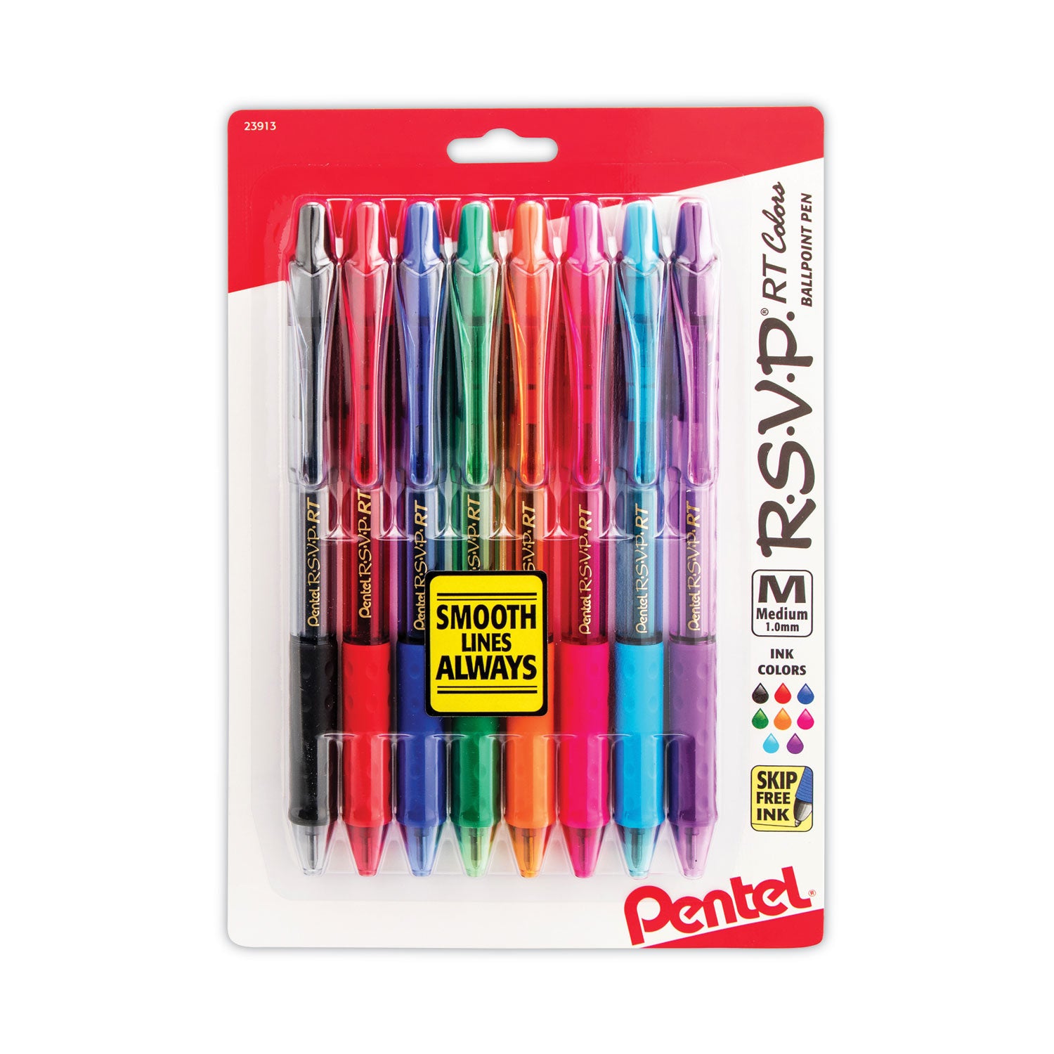 1 mm Medium Pen Point - Refillable - Retractable - Assorted Ink - Assorted Barrel - Metal, Stainless Steel Tip - 1 Pack