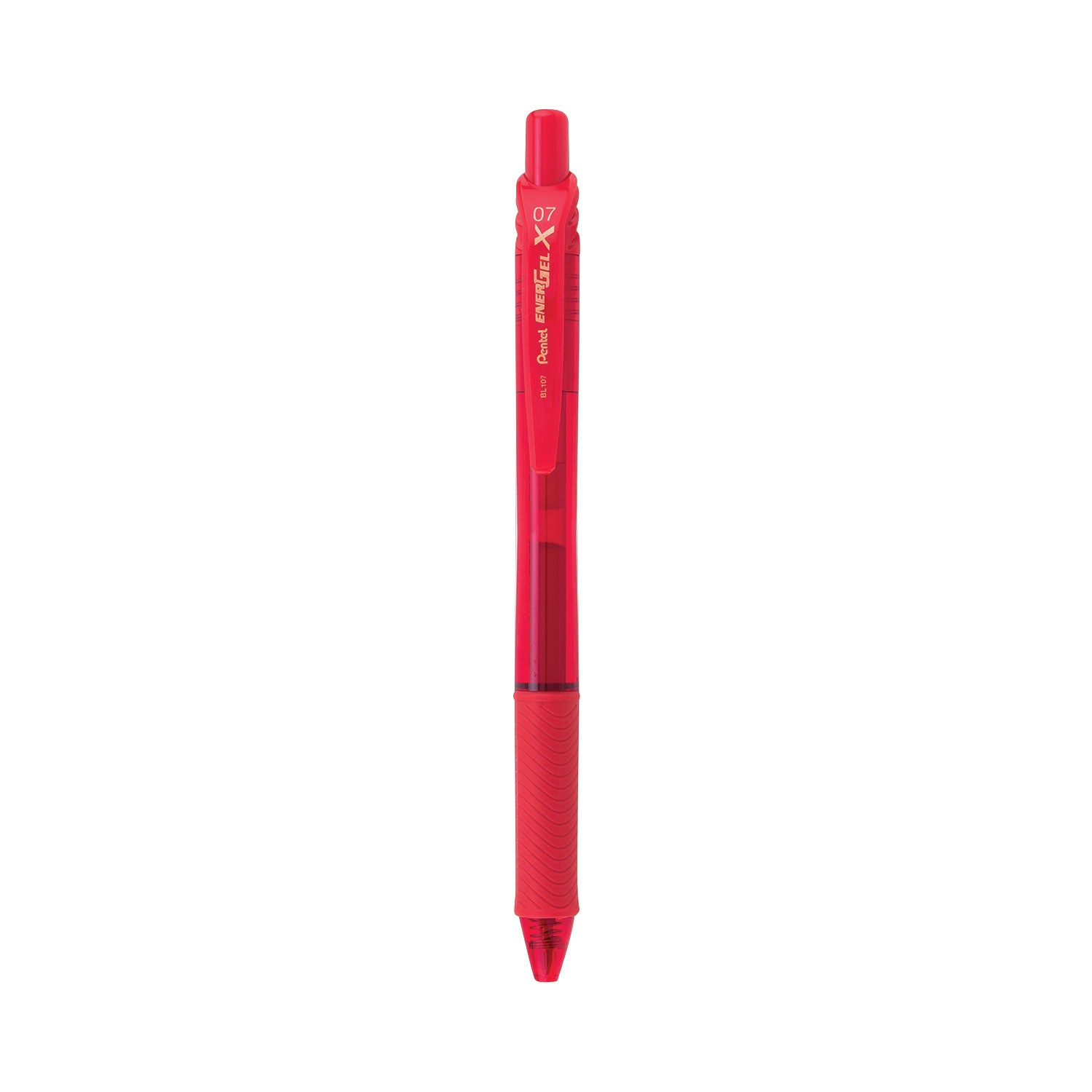 Pentel EnerGel-X Rollerball Pen - 0.7 mm Medium Pen Point - Refillable - Retractable - Red Ink - Gel-based - Red Barrel - Metal Tip - 1 Dozen