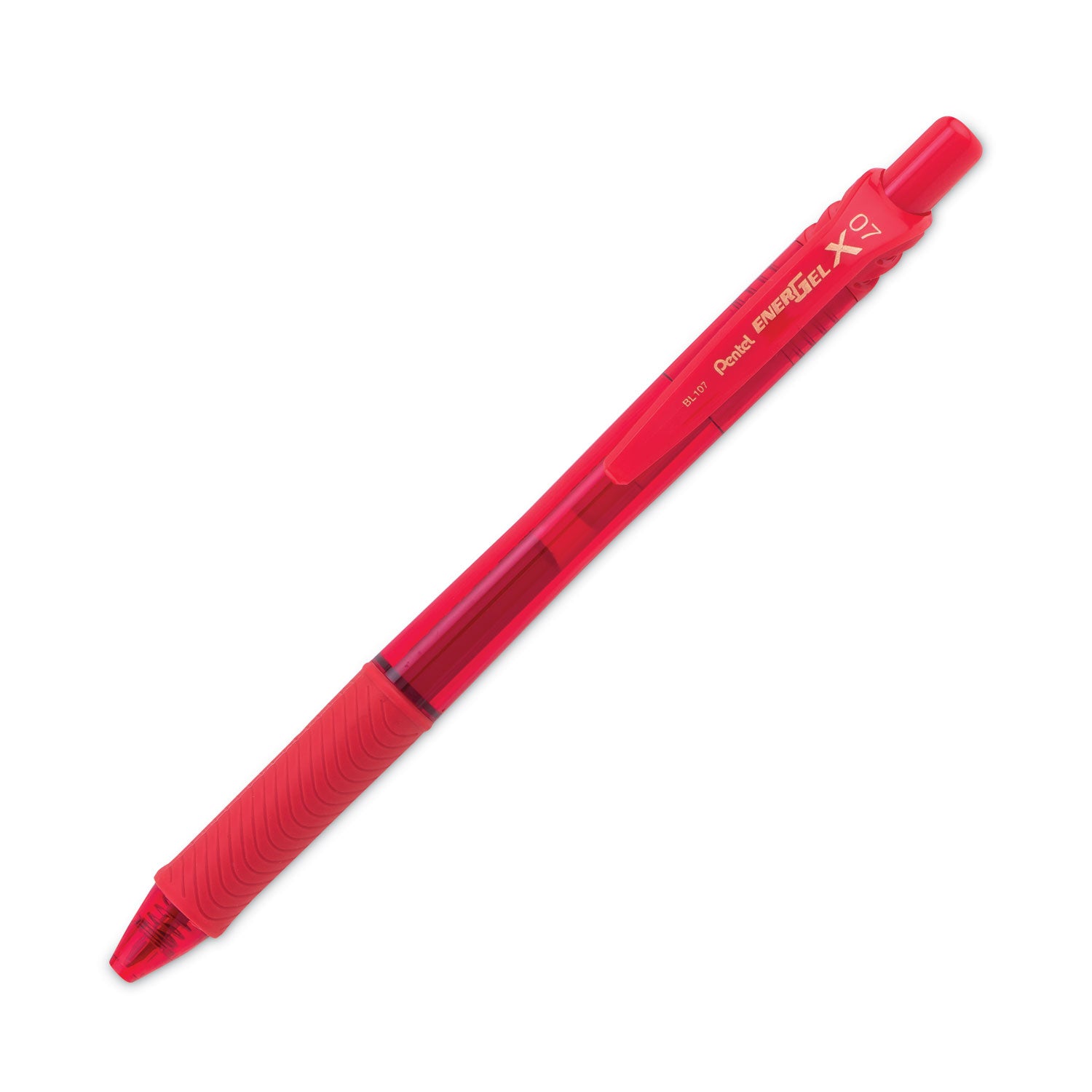 Pentel EnerGel-X Rollerball Pen - 0.7 mm Medium Pen Point - Refillable - Retractable - Red Ink - Gel-based - Red Barrel - Metal Tip - 1 Dozen