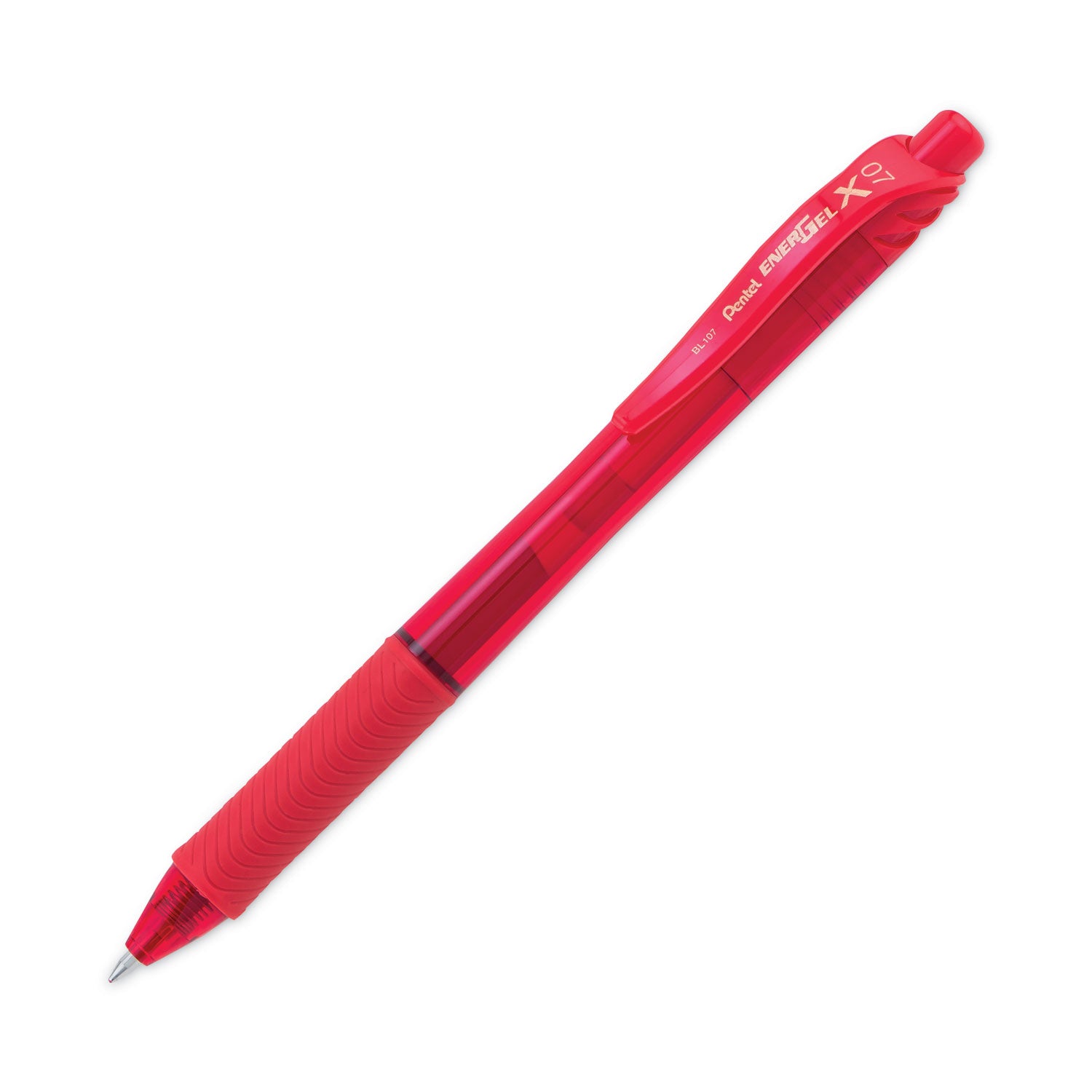 Pentel EnerGel-X Rollerball Pen - 0.7 mm Medium Pen Point - Refillable - Retractable - Red Ink - Gel-based - Red Barrel - Metal Tip - 1 Dozen