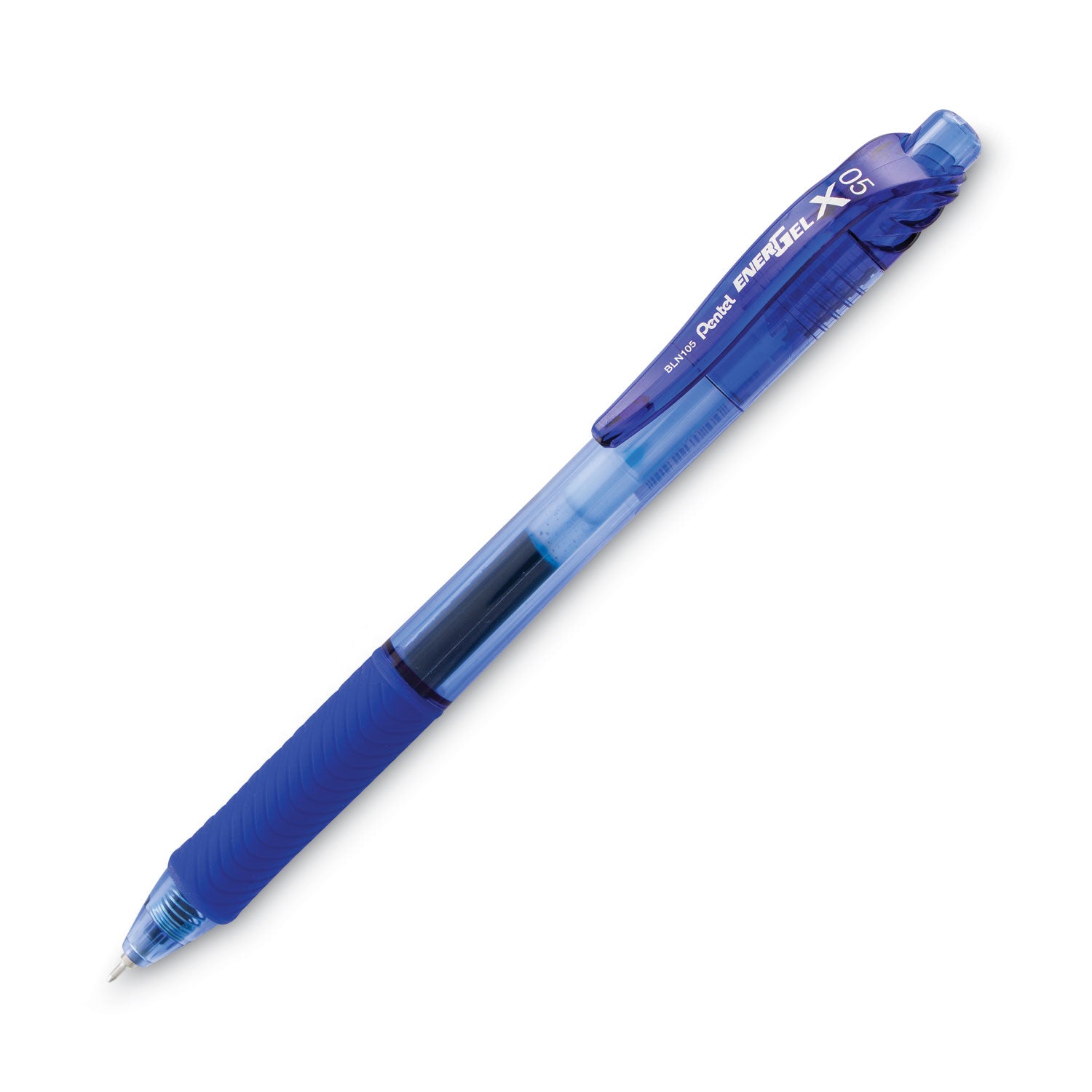 EnerGel EnerGel-X Retractable Gel Pens - 0.5 mm Fine Needle Pen Point - Refillable - Retractable - Blue Ink - Gel-based - Blue Barrel - 1 Dozen