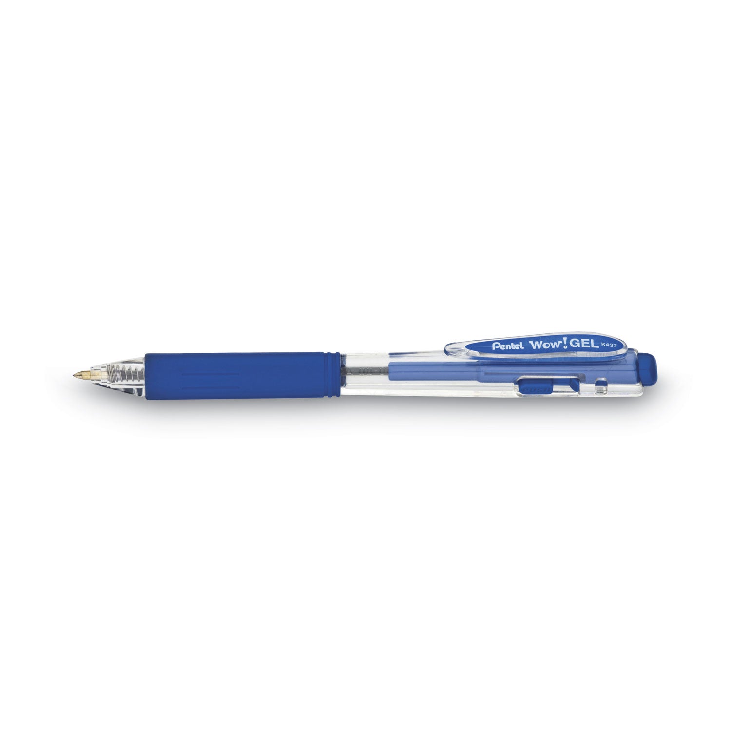 Pentel Wow! Gel Pens - 0.7 mm Medium Pen Point - Retractable - Blue Ink - Gel-based - Clear Barrel - 1 Dozen
