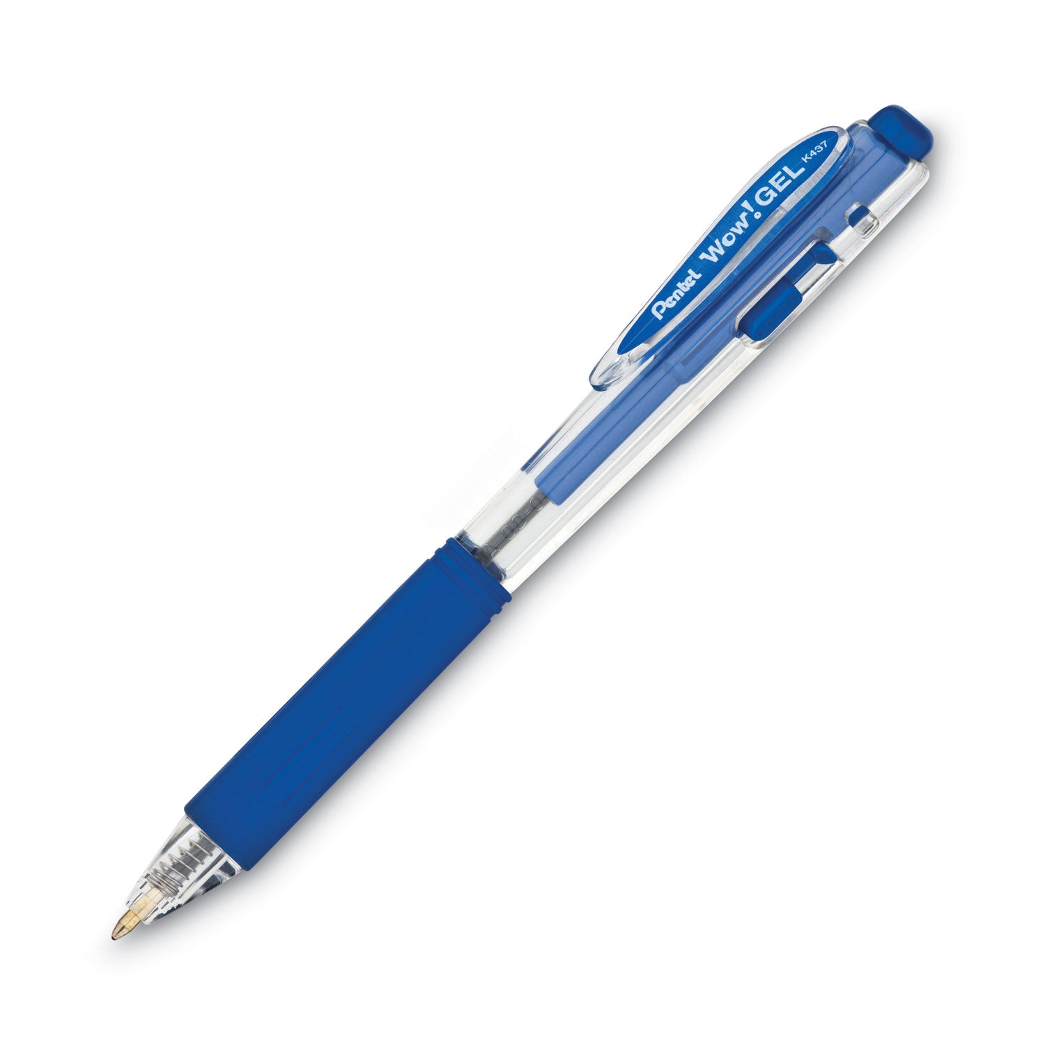 Pentel Wow! Gel Pens - 0.7 mm Medium Pen Point - Retractable - Blue Ink - Gel-based - Clear Barrel - 1 Dozen
