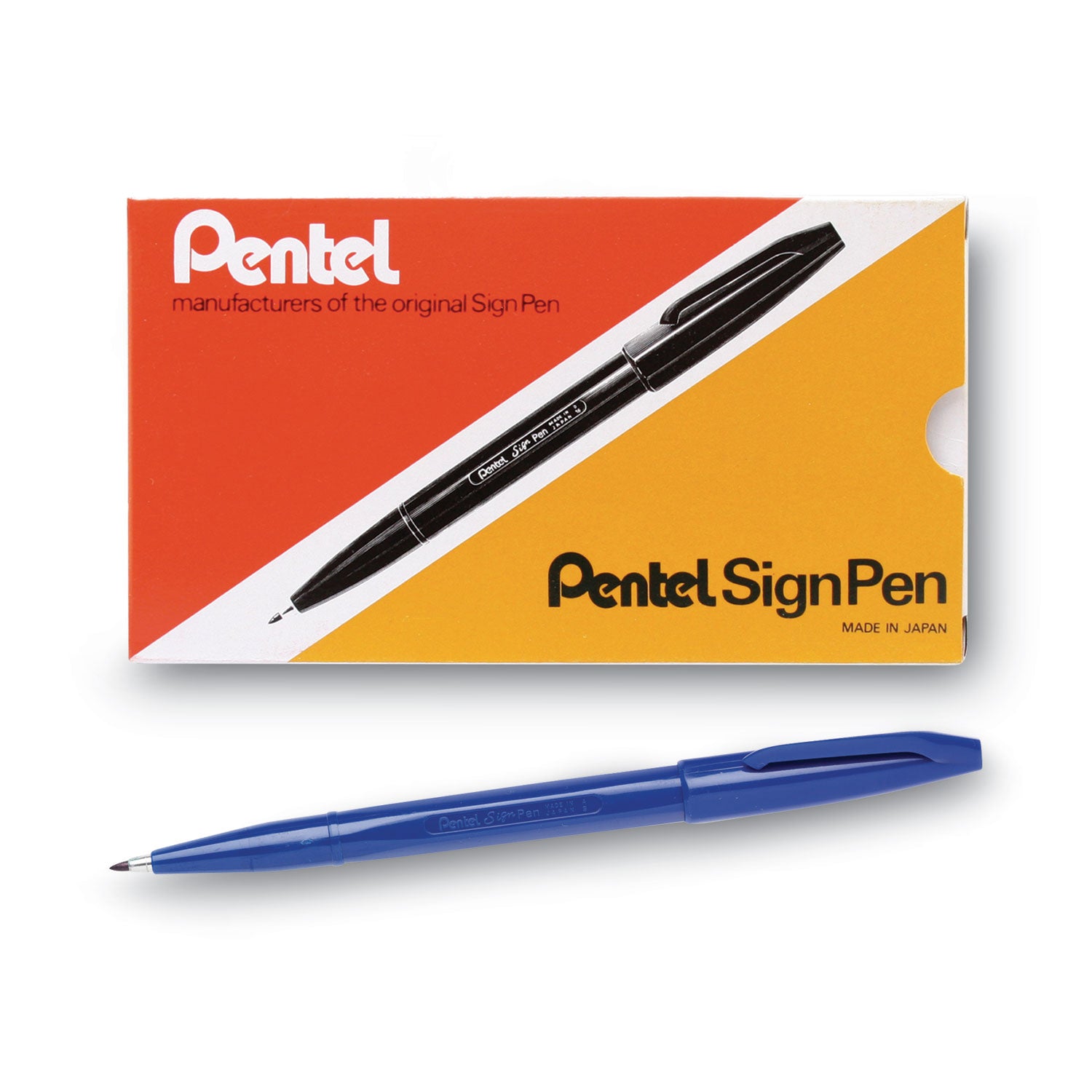 Pentel Fiber-tipped Sign Pens - Bold Pen Point - Blue Ink - Water Based - Fiber Tip - 1 Dozen