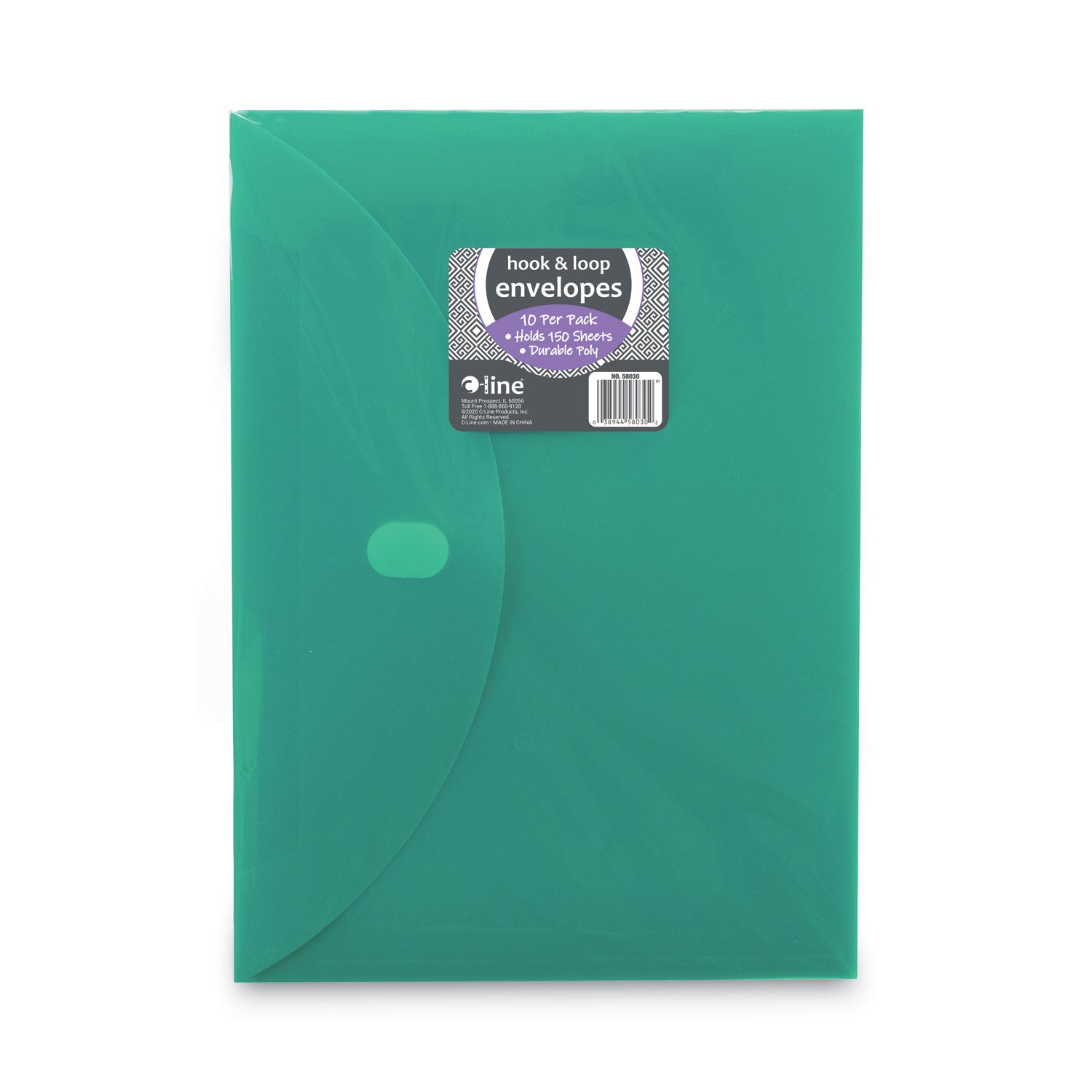 XL Reusable Envelopes, Hook and Loop Closure, 8 1/2 x 11, Assorted Colors, Pack of 10
