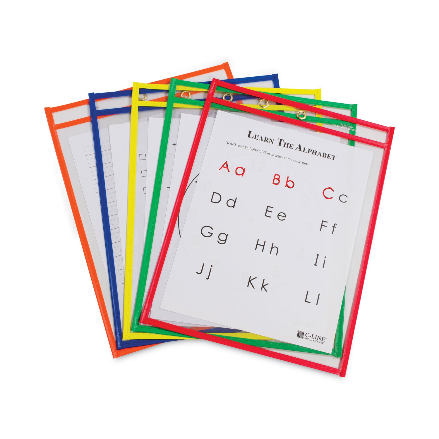 Reusable Dry Erase Pockets, Primary Colors, 9 x 12, Pack of 10