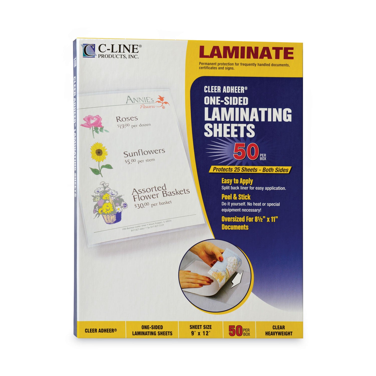 Heavyweight Cleer Adheer® Laminating Sheets, Clear, 9" x 12", Box of 50
