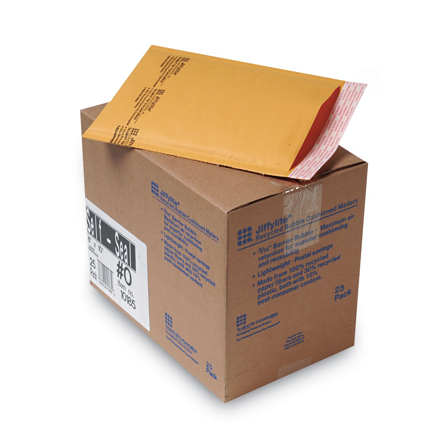 Sealed Air JiffyLite Cellular Cushioned Mailers - Bubble - #0 - 6" Width x 10" Length - Peel & Seal - Kraft - Kraft - 25 / Carton