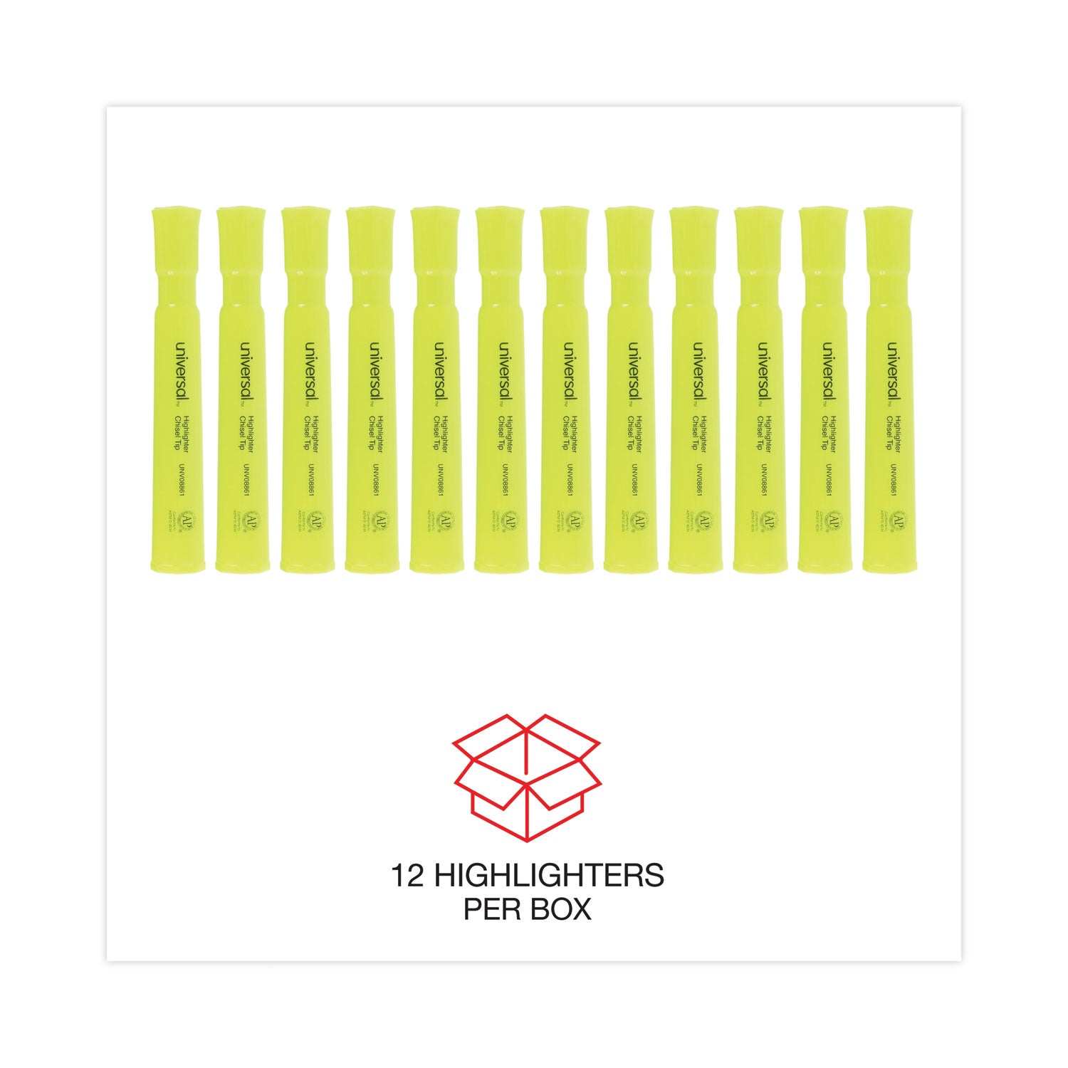 Desk Highlighters, Fluorescent Yellow Ink, Chisel Tip, Yellow Barrel
