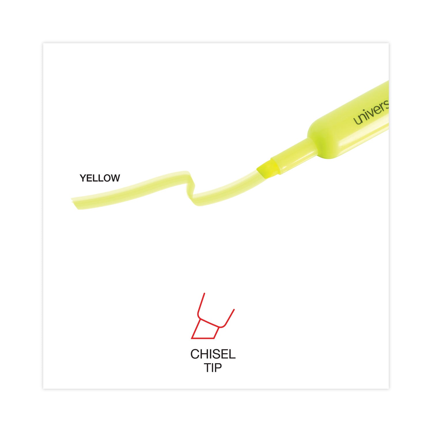 Desk Highlighters, Fluorescent Yellow Ink, Chisel Tip, Yellow Barrel