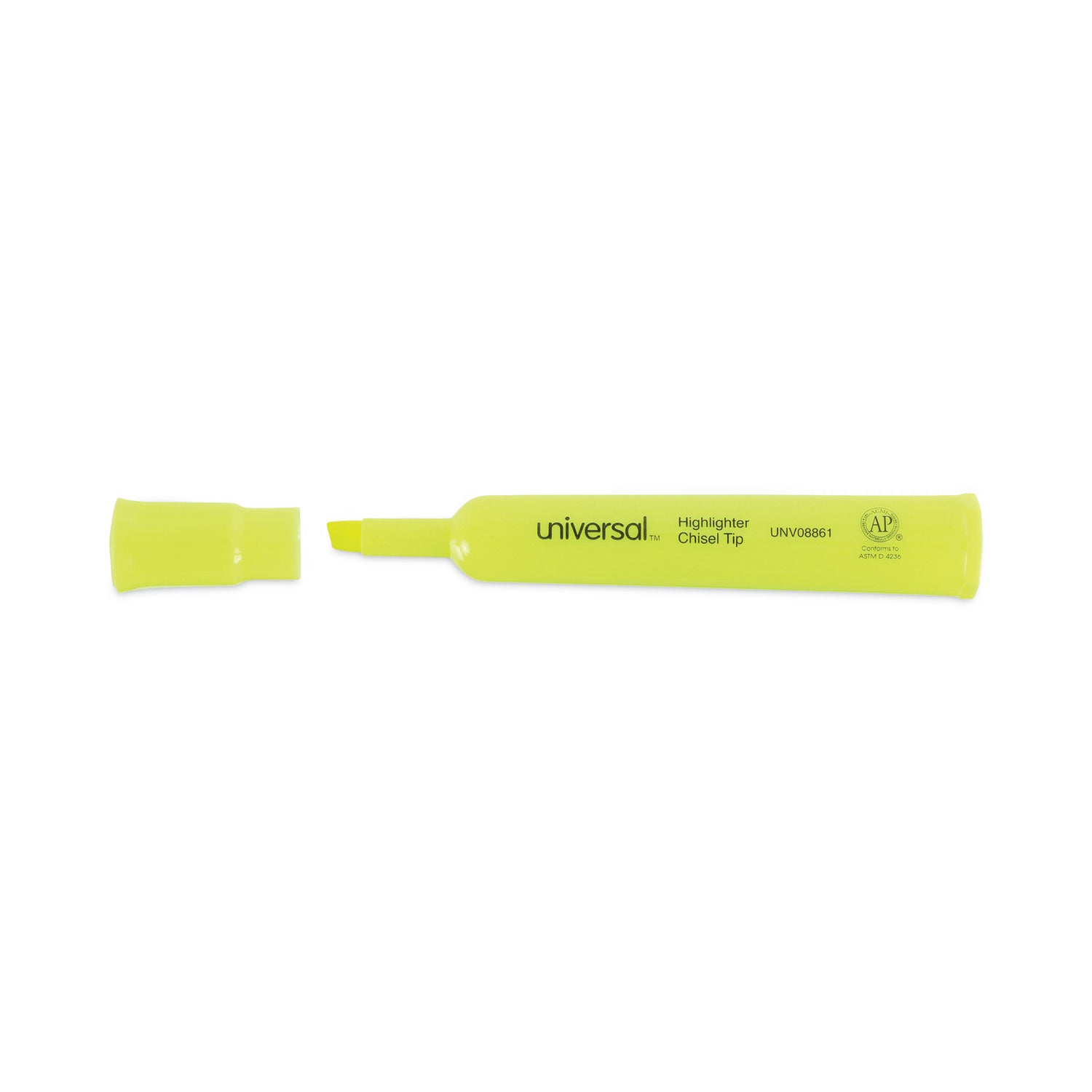 Desk Highlighters, Fluorescent Yellow Ink, Chisel Tip, Yellow Barrel
