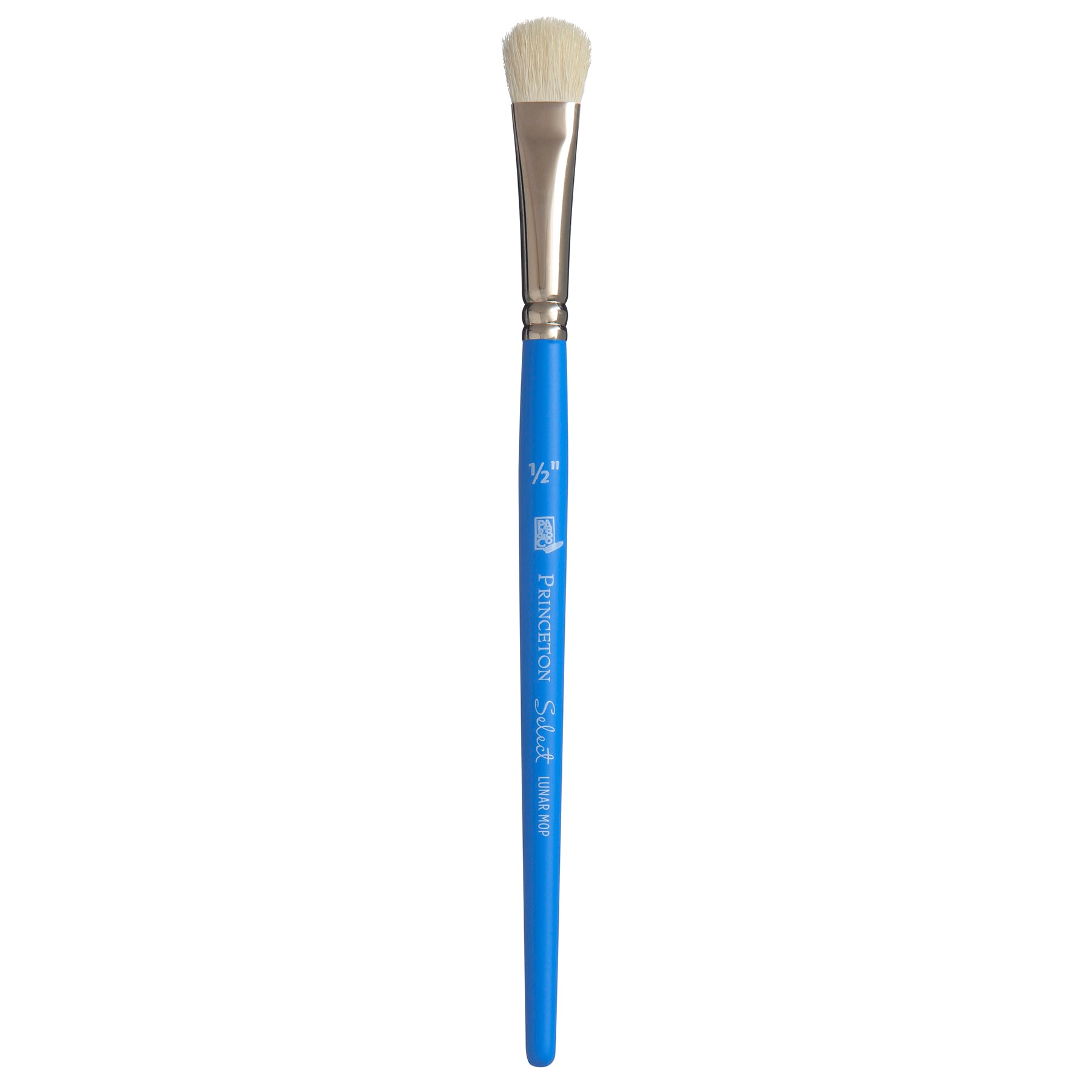 Select Artiste Lunar Mop Brush, Natural Bristles, Short Handle Mixed Media Paintbrush, Jewel Blue, Size 1/2 inch, 1 Count