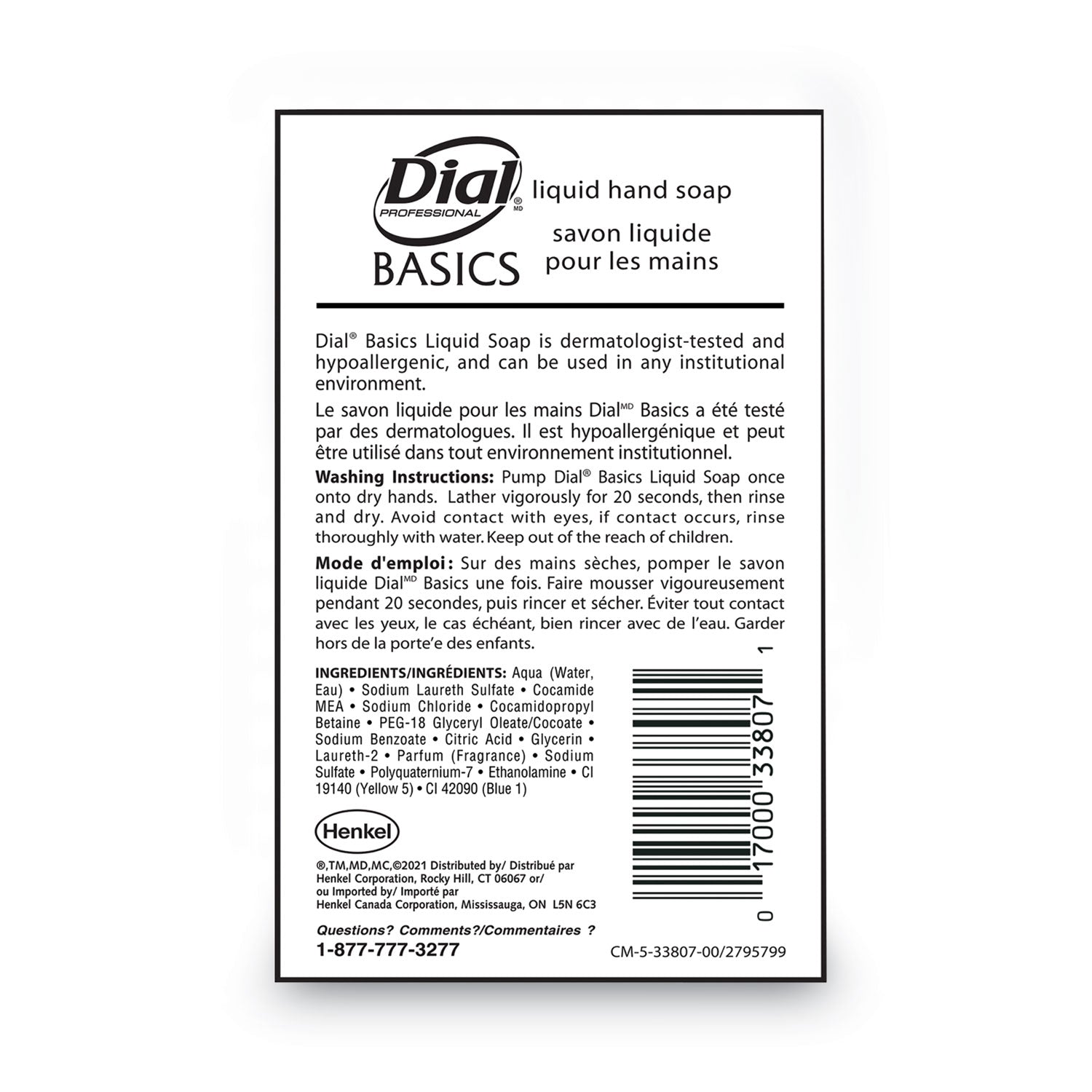 Dial Basics Liquid Hand Soap - 1 gal - Hand, Healthcare, School, Office, Restaurant, Daycare - Green - 4 / Carton