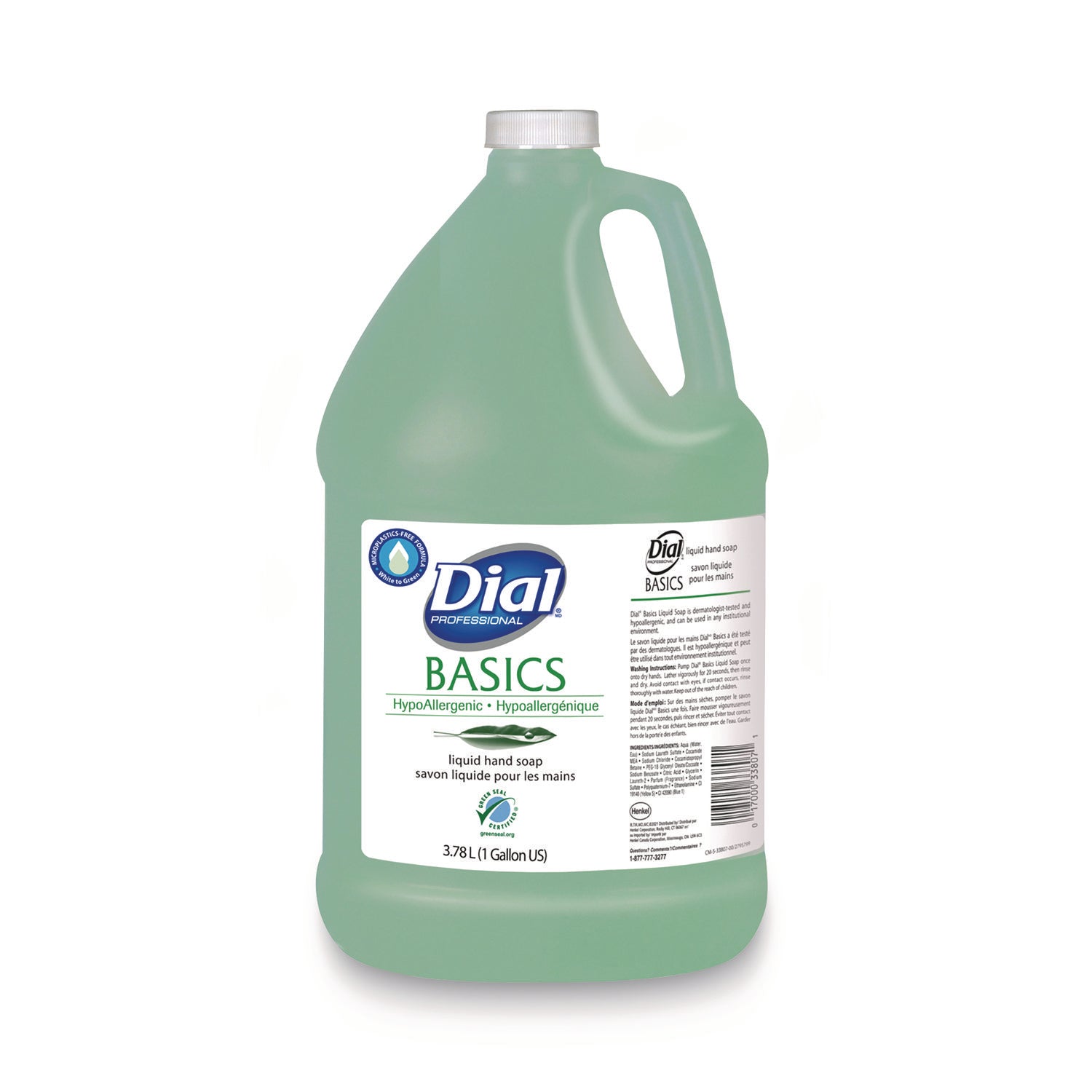 Dial Basics Liquid Hand Soap - 1 gal - Hand, Healthcare, School, Office, Restaurant, Daycare - Green - 4 / Carton