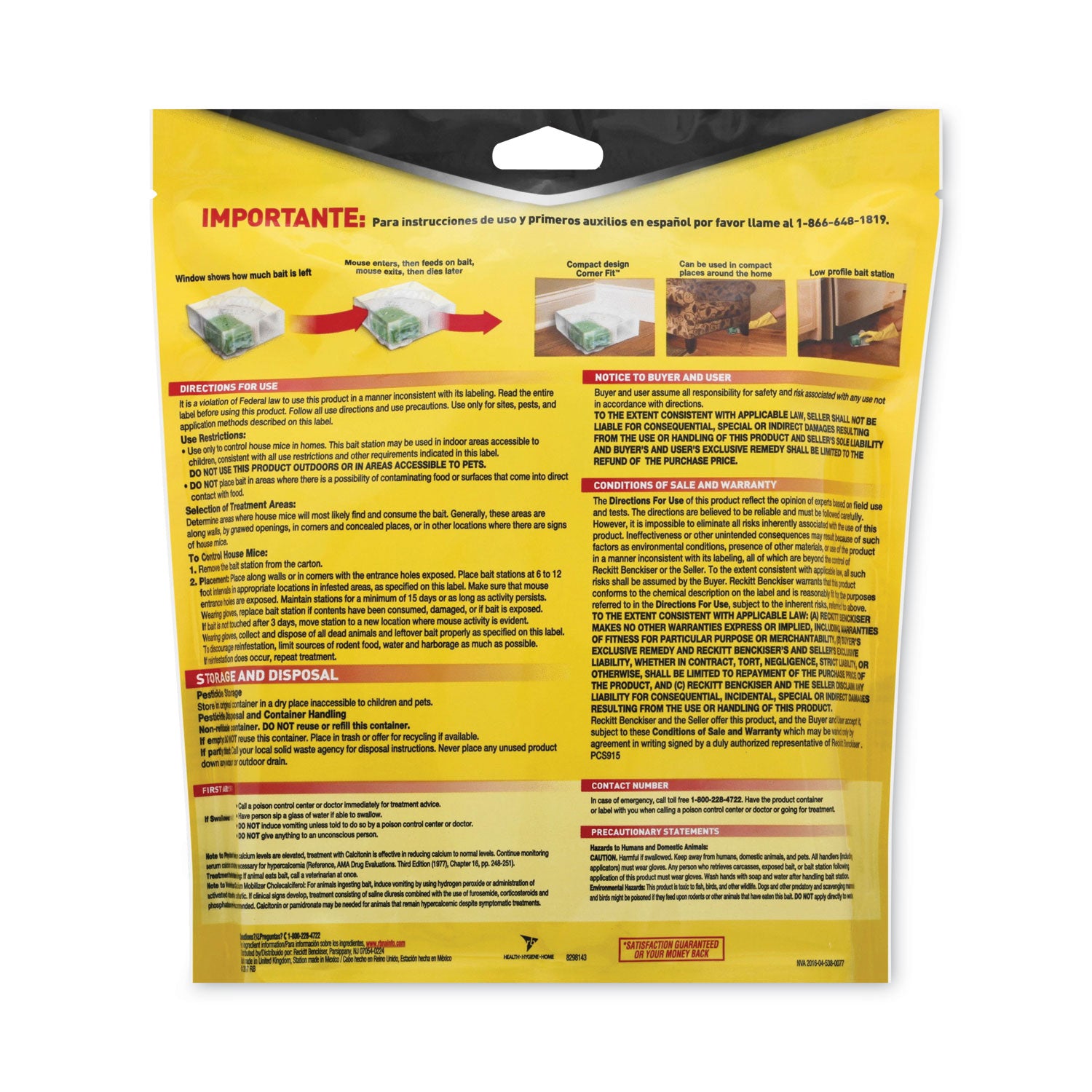 Disposable Bait Station, 3 x 3 x 1.25, 3 Bait Stations/Pack, 6 Packs/Carton