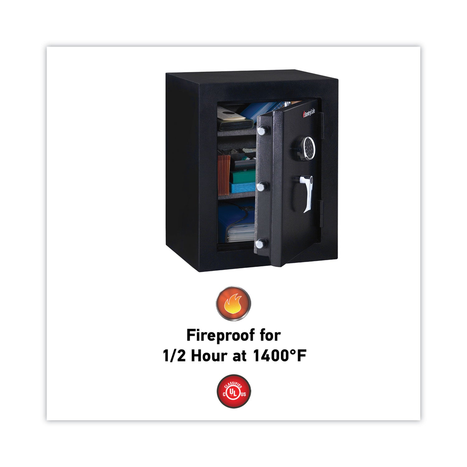 3.39 ft³ - Digital, Programmable Lock - Pry Resistant, Water Resistant, Fire Resistant, Scratch Resistant - for Document, Home, Office - Overall Size 27.8" Height x 21.7" Width x 19" Depth - Steel