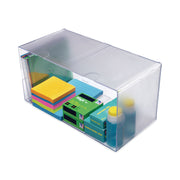 Deflecto Stackable Cube Organizer - 1 Compartment(s) - 6" Height x 12" Width x 6" Depth - Stackable, Sturdy, Removable Divider, Removable Drawer - Clear - Plastic - 1 Each