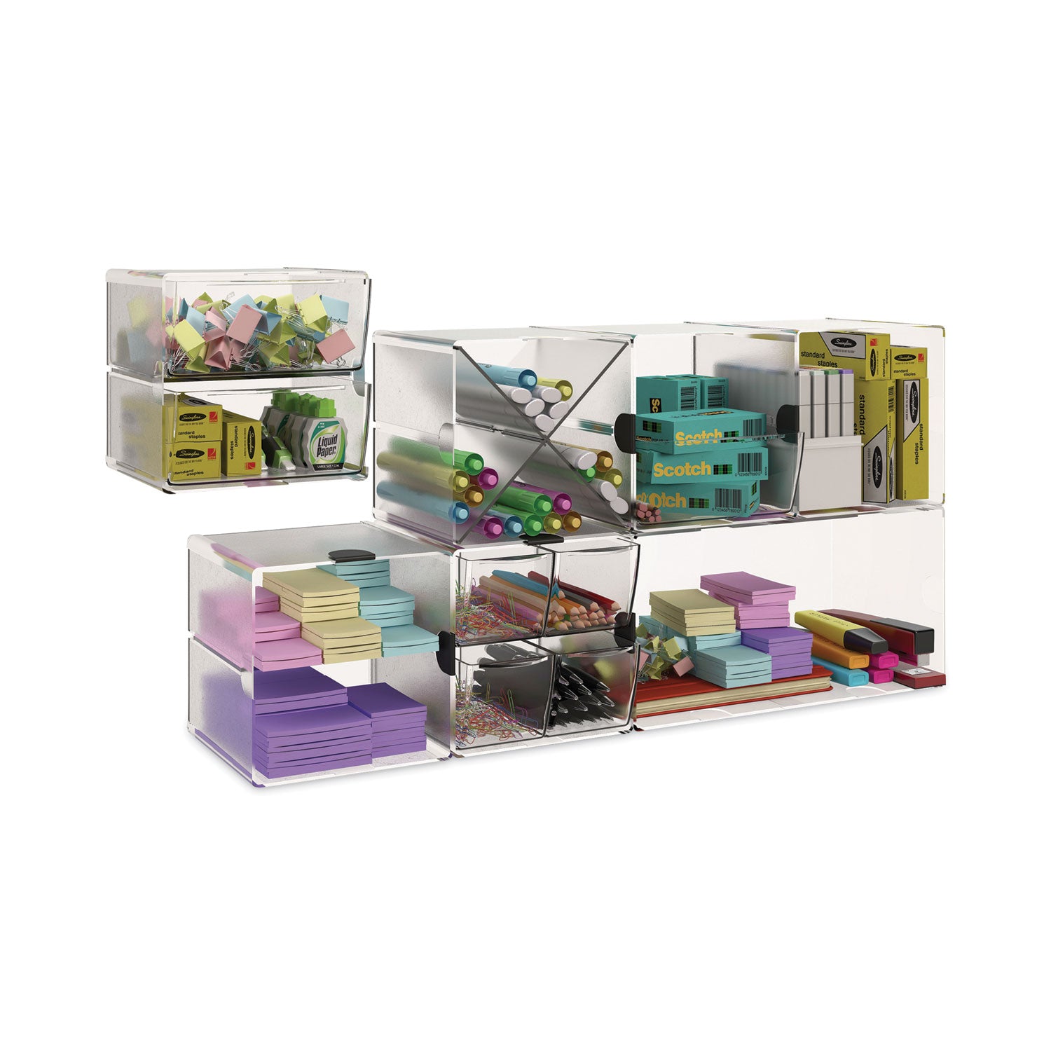 Deflecto Stackable Cube Organizer - 1 Compartment(s) - 6" Height x 12" Width x 6" Depth - Stackable, Sturdy, Removable Divider, Removable Drawer - Clear - Plastic - 1 Each