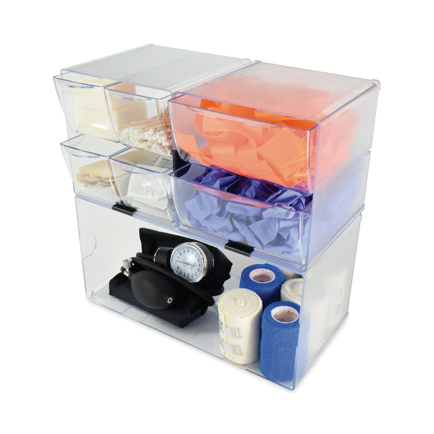 Deflecto Stackable Cube Organizer - 1 Compartment(s) - 6" Height x 12" Width x 6" Depth - Stackable, Sturdy, Removable Divider, Removable Drawer - Clear - Plastic - 1 Each