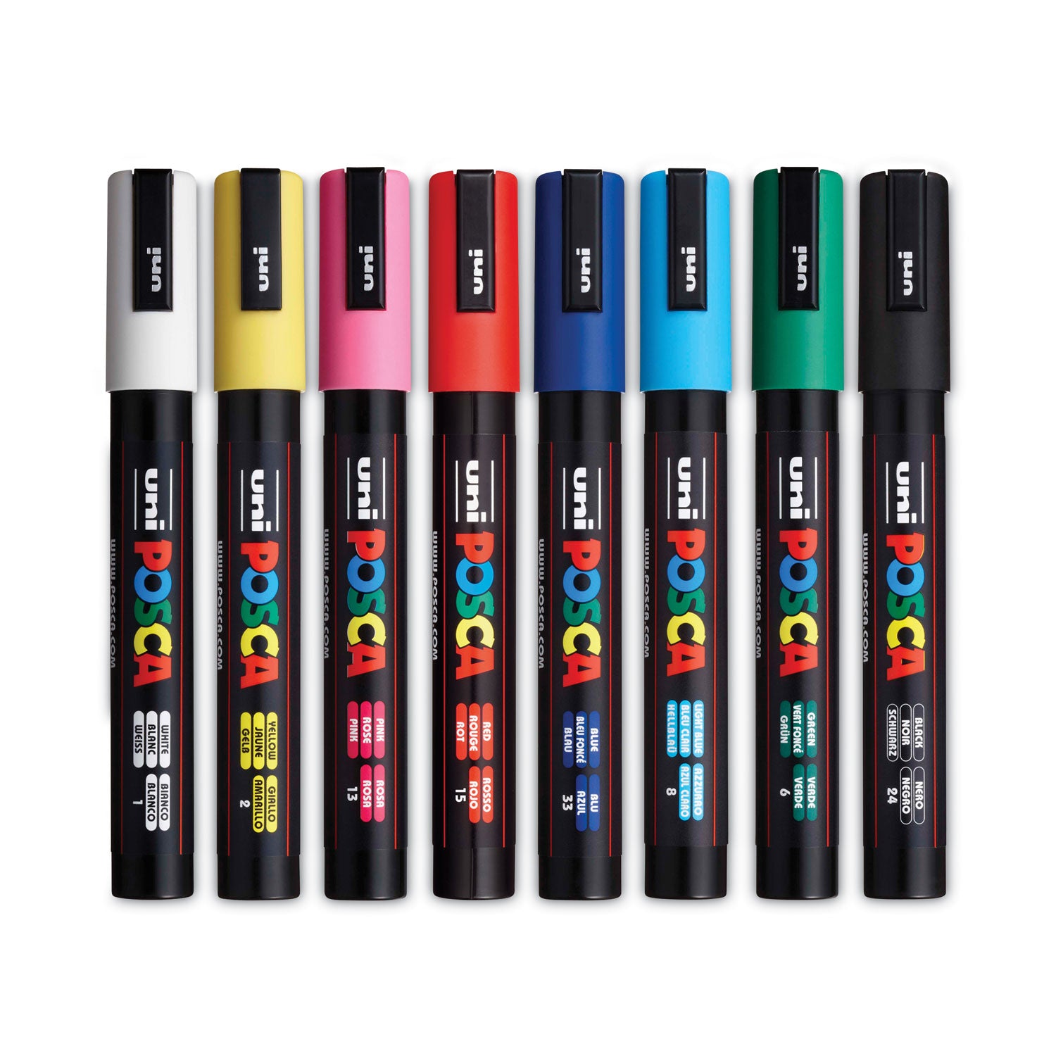 uni® POSCA PC-5M Water-Based Paint Markers, Reversible Medium Tip (1.8-2.5mm), Assorted Colors, 8 Pack