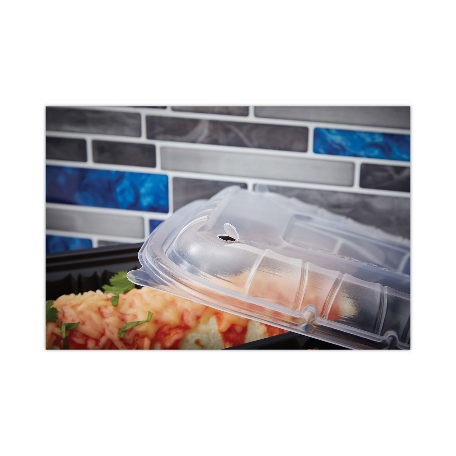 EarthChoice Entree2Go Takeout Container Vented Lid, 8.67 x 5.75 x 0.98, Clear, Plastic, 300/Carton