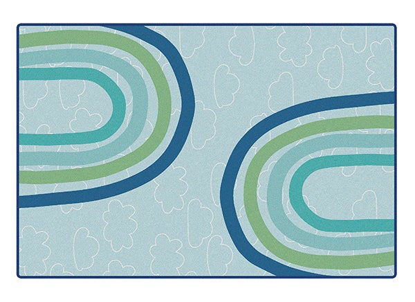KIDSoft Large Rainbows Rug - 6ft x 9ft - Rectangle - Green