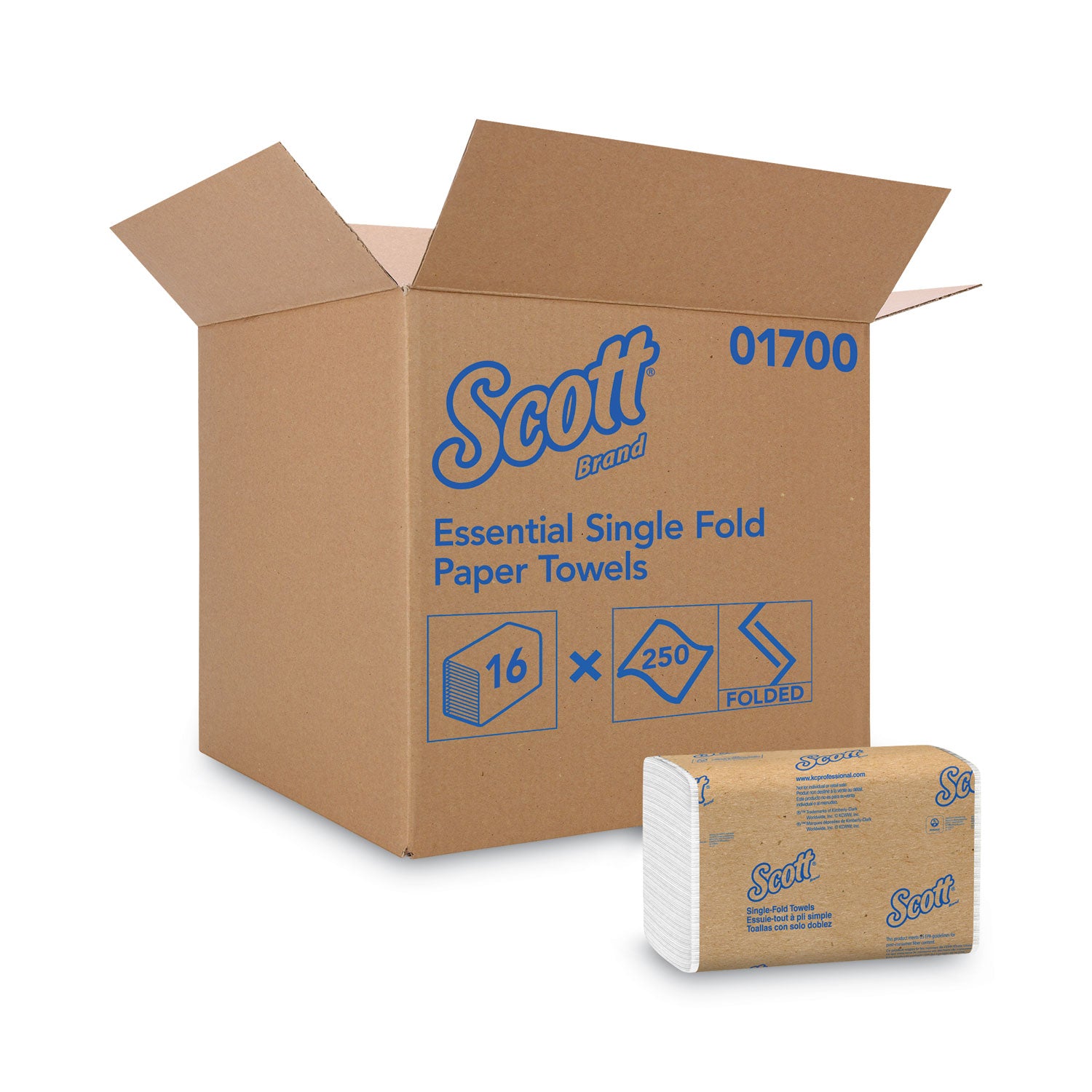 Single Fold - 9.30" Width x 10.50" Length - White - 250/Pack - 16 / Carton
