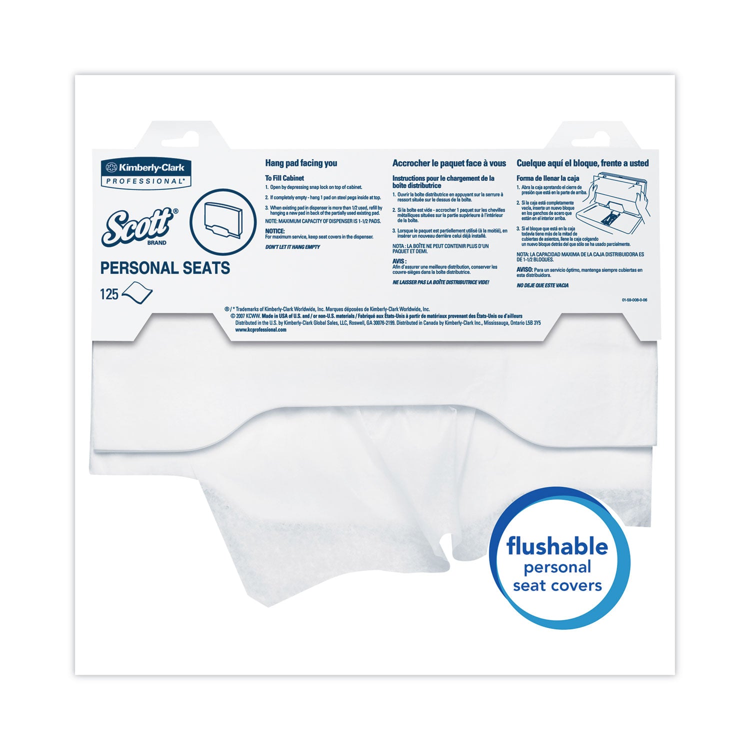Scott Toilet Seat Covers - 15" Width x 17" Length - For Toilet - White - 125/Pack - 24 / Carton